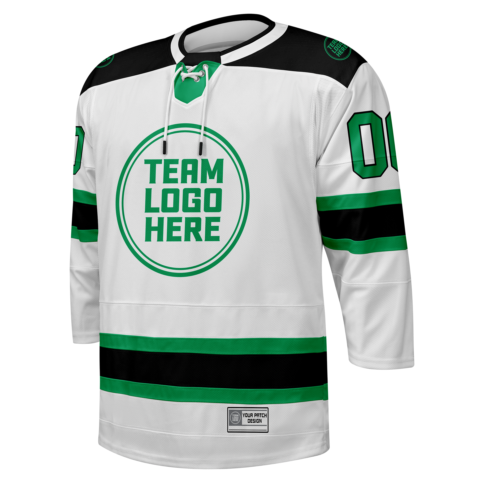 Custom Hockey Jersey Elite Pro  EP-101 WhiteGreenBlack