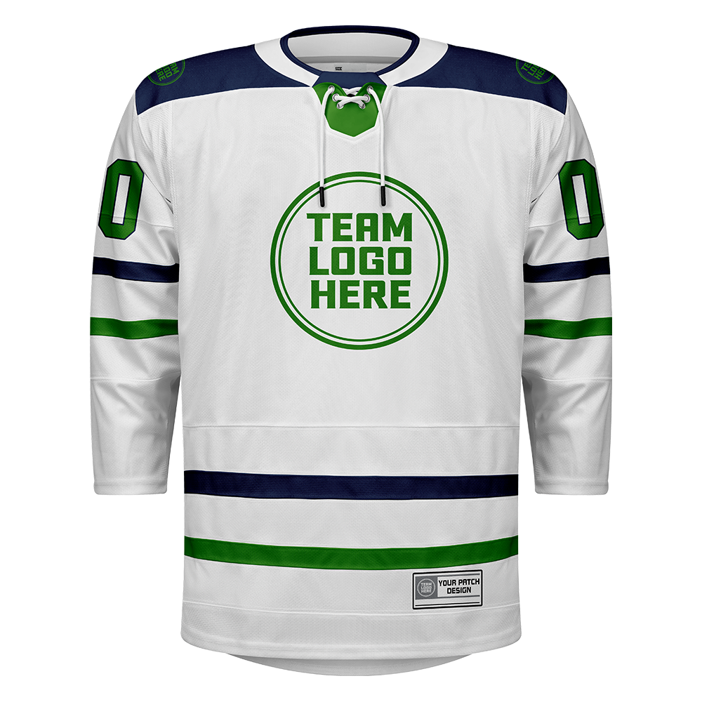 Custom Hockey Jersey Elite Pro  EP-102 WhiteBlueGreen
