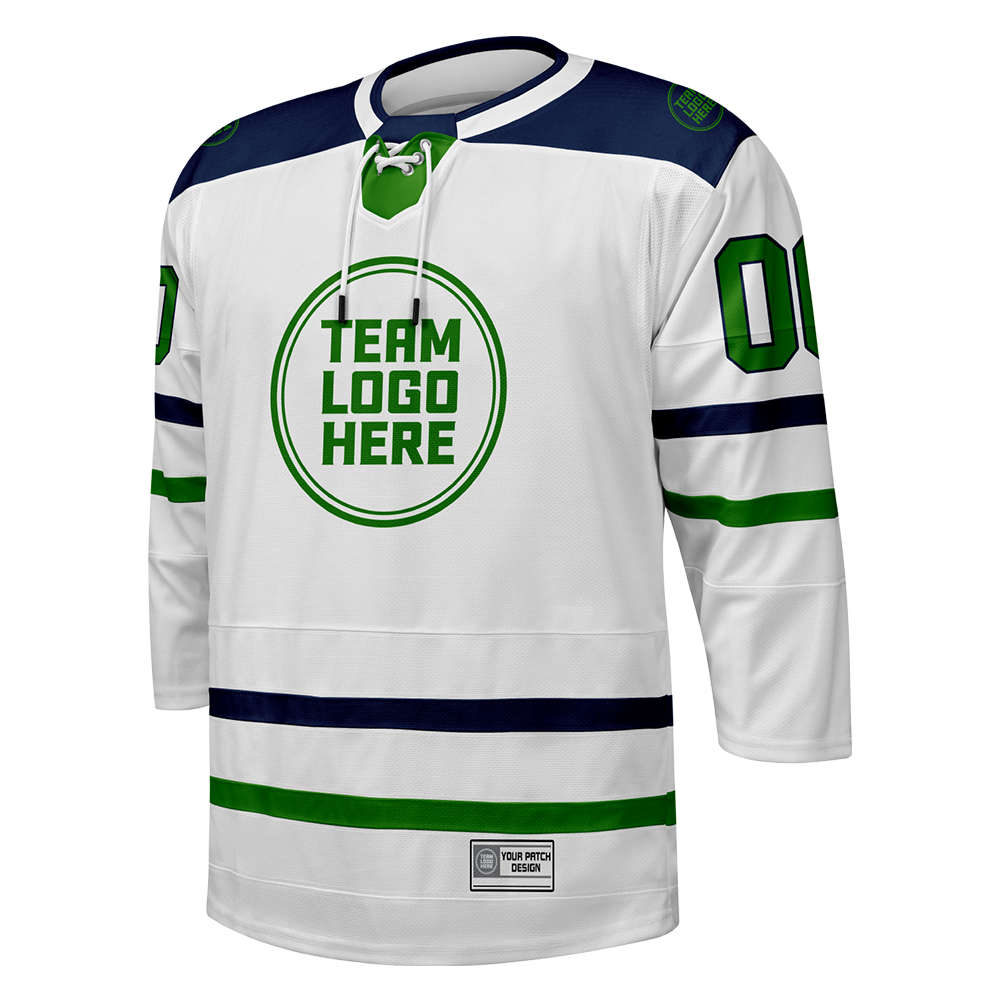 Custom Hockey Jersey Elite Pro  EP-102 WhiteBlueGreen