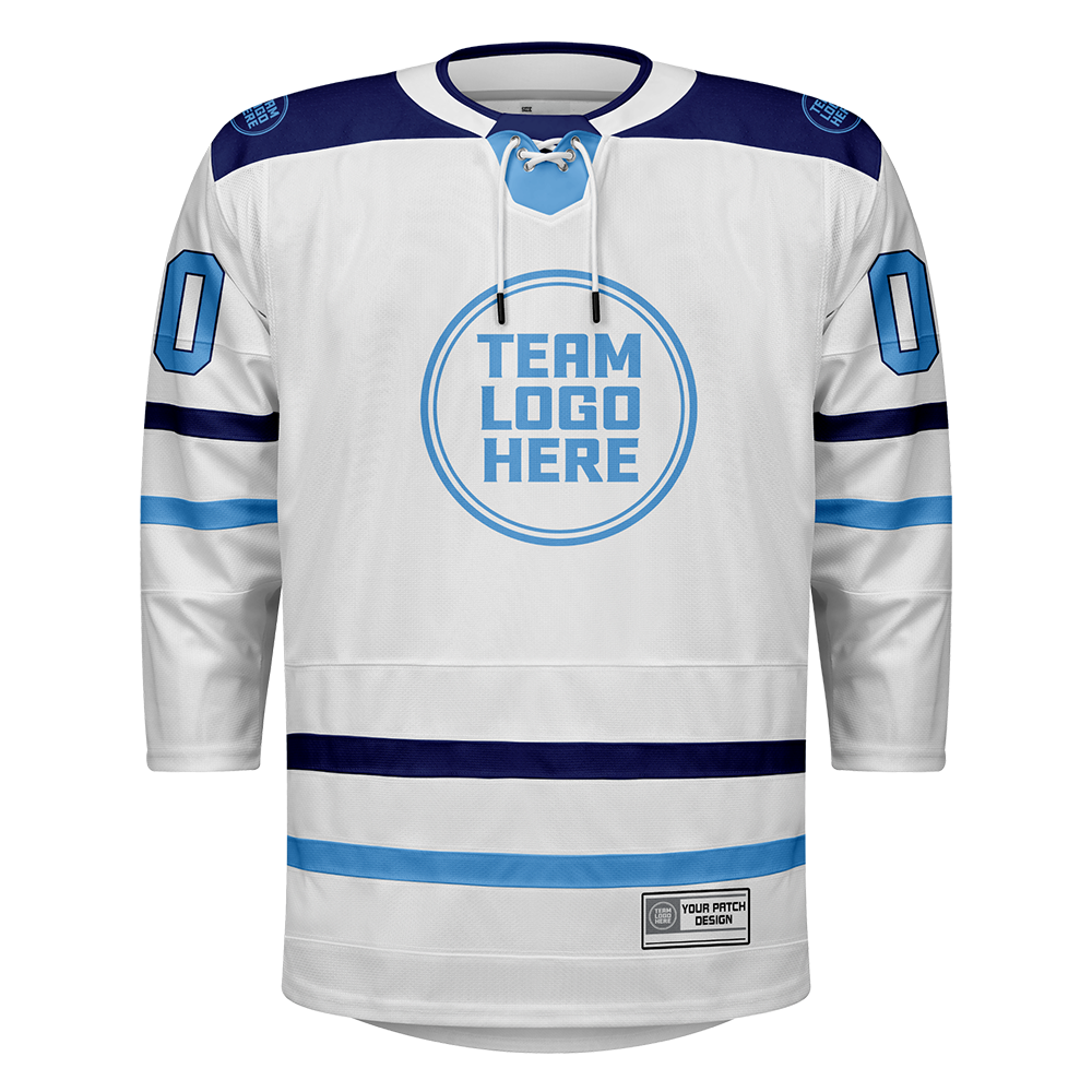 Custom Hockey Jersey Elite Pro  EP-102 WhiteNavyIceBlue