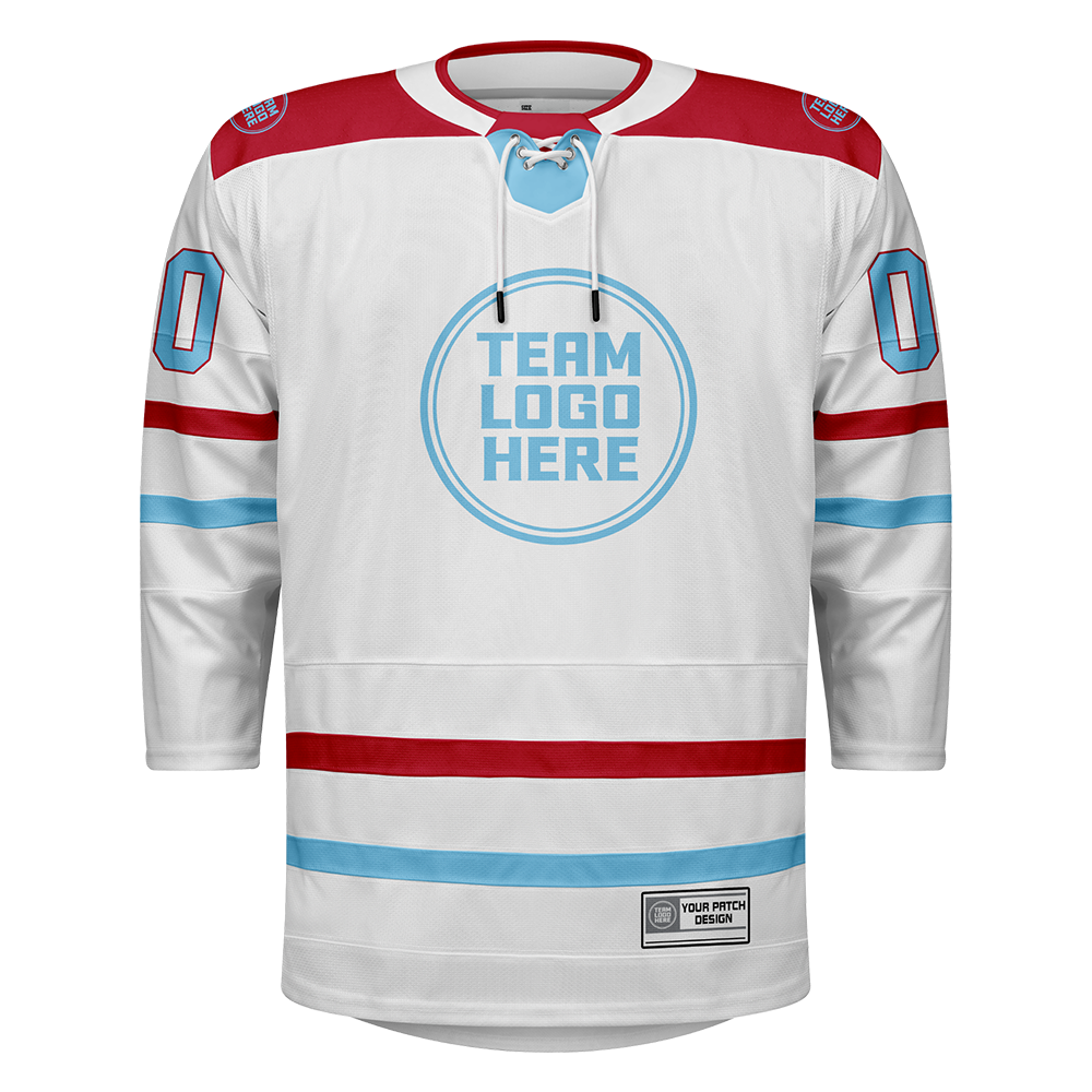 Custom Hockey Jersey Elite Pro  EP-102 WhiteRedIceblue
