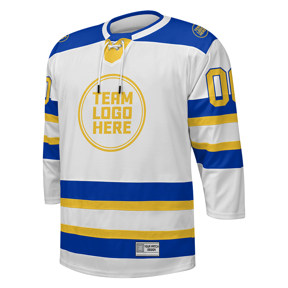 Custom Hockey Jersey Elite Pro  EP-103 WhiteRoyalGold