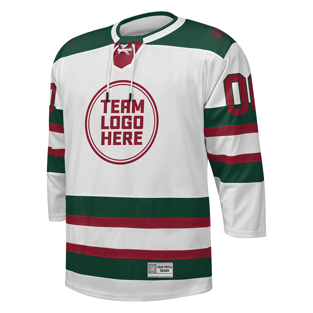 Custom Hockey Jersey Elite Pro  EP-103 WhiteGreenRed
