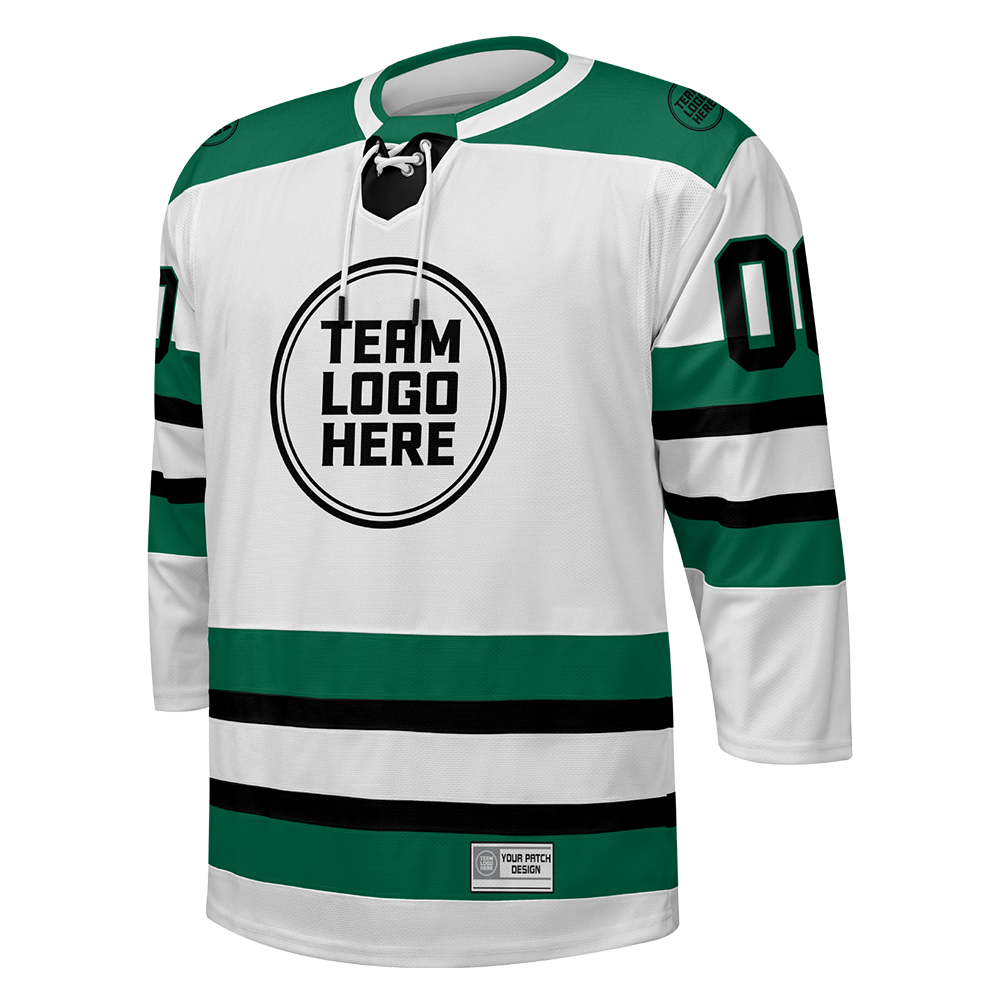 Custom Hockey Jersey Elite Pro  EP-103 WhiteGreenBlack