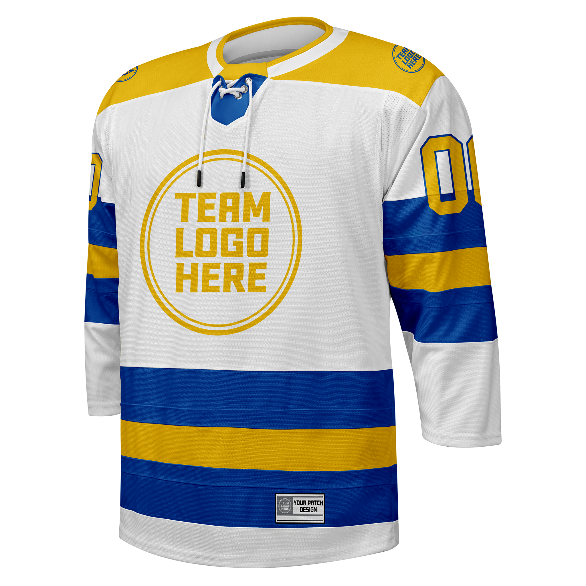 Custom Hockey Jersey Elite Pro  EP-104 WhiteRoyalYellow