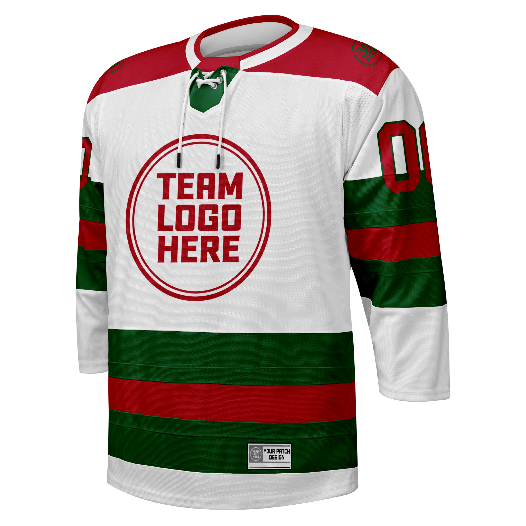 Custom Hockey Jersey Elite Pro  EP-104 WhiteGreenRed
