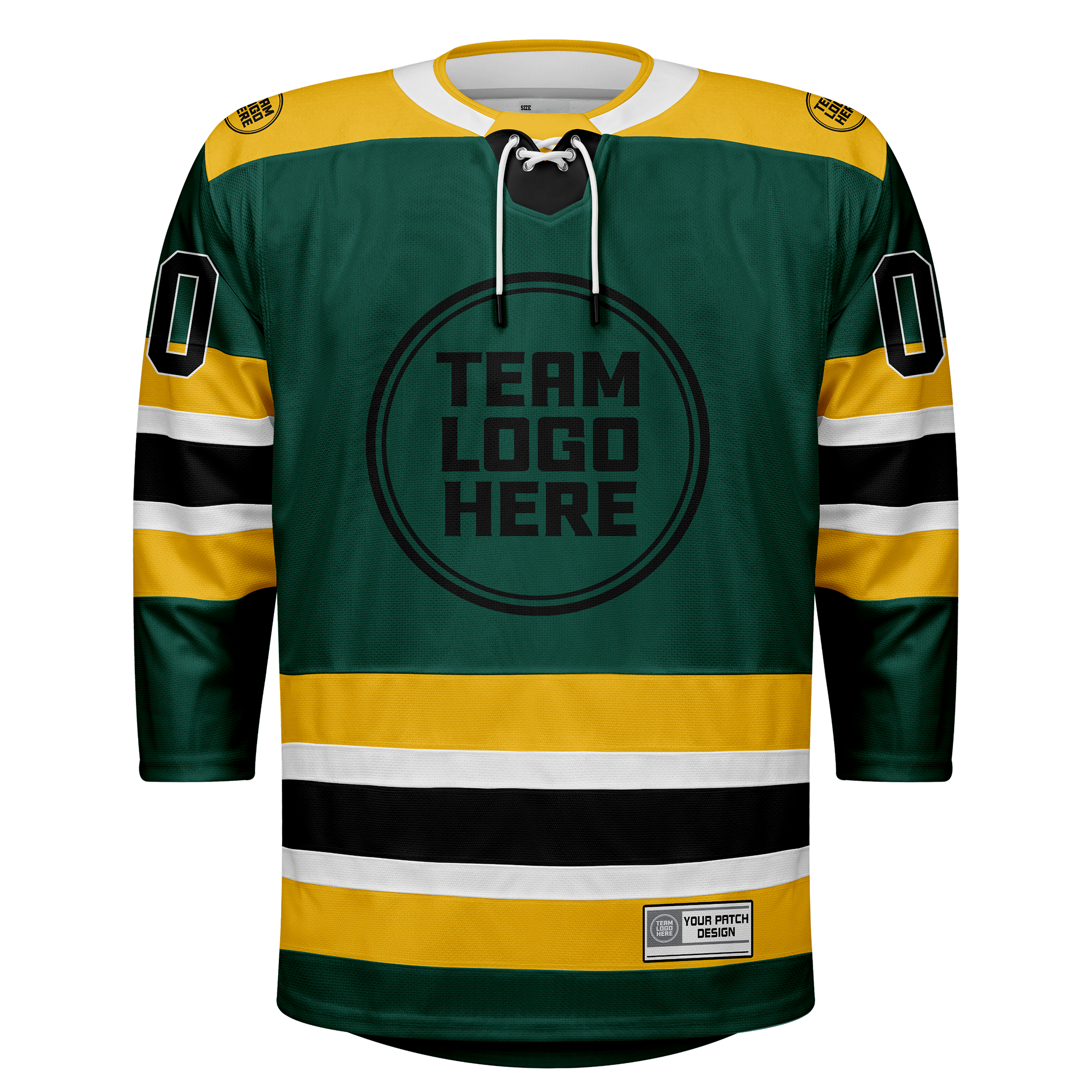Custom Hockey Jersey Elite Pro  EP-105 GreenGoldWhiteBlack