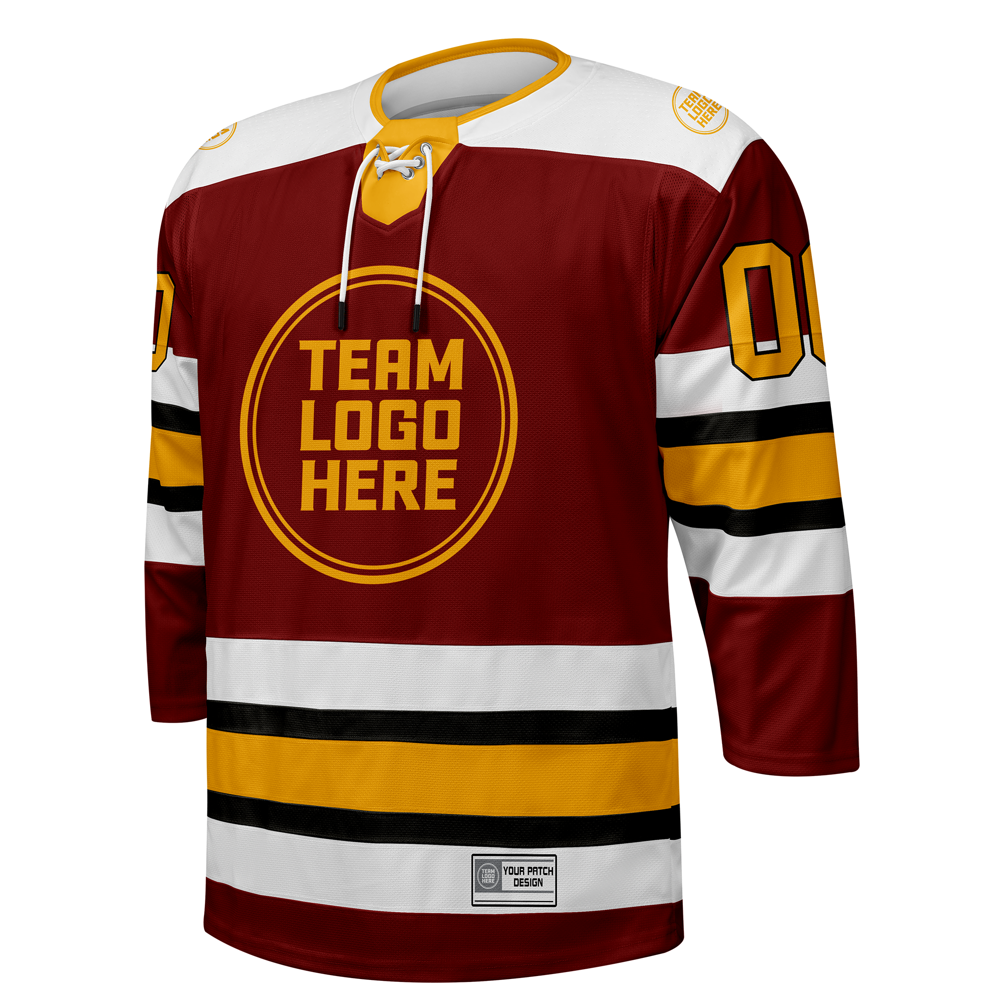 Custom Hockey Jersey Elite Pro  EP-105 MaroonWhiteGraphiteGold