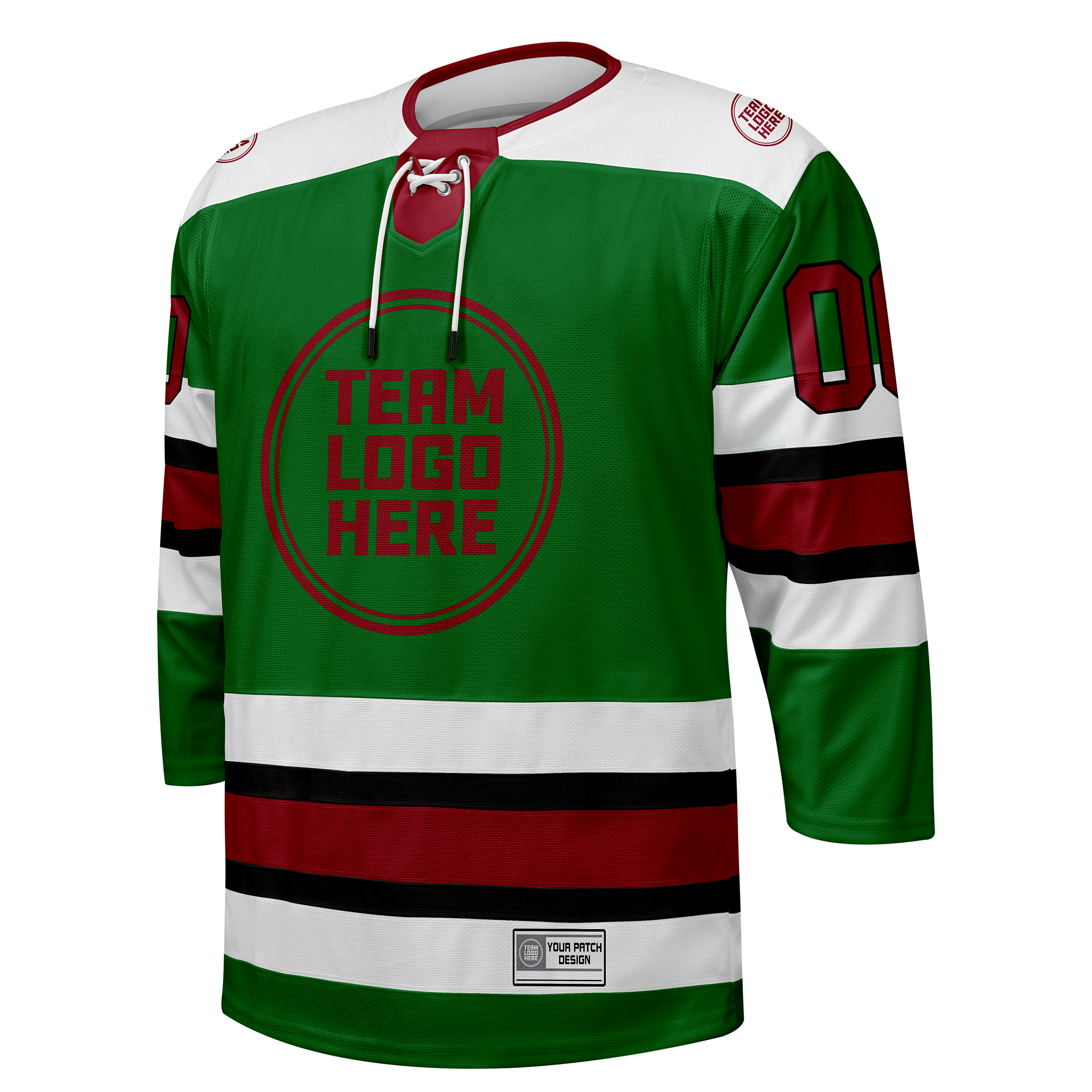 Custom Hockey Jersey Elite Pro  EP-105 GreenWhiteBlackMaroon