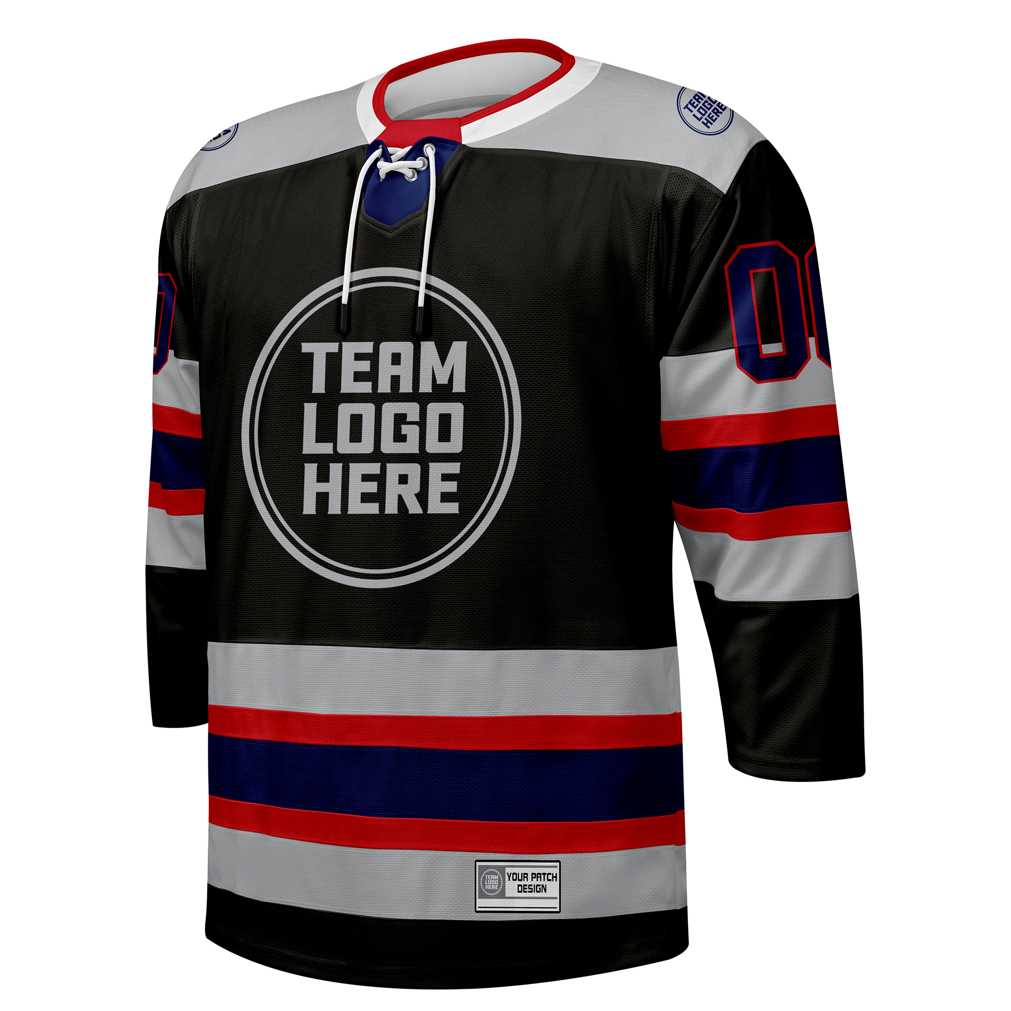 Custom Hockey Jersey Elite Pro  EP-105 GraphiteSilverRedNavy