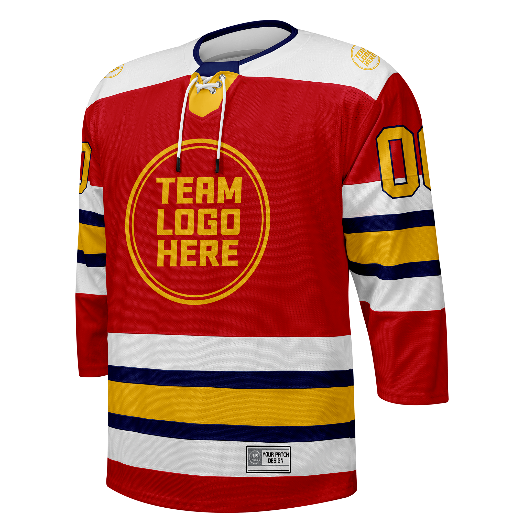 Custom Hockey Jersey Elite Pro  EP-105 RedWhiteNavyGold