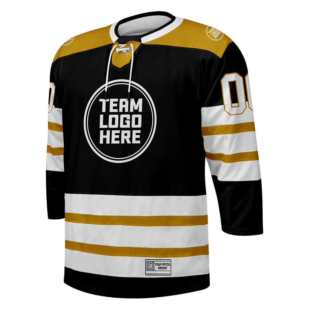 Custom Hockey Jersey Elite Pro  EP-107 BlackGoldWhite