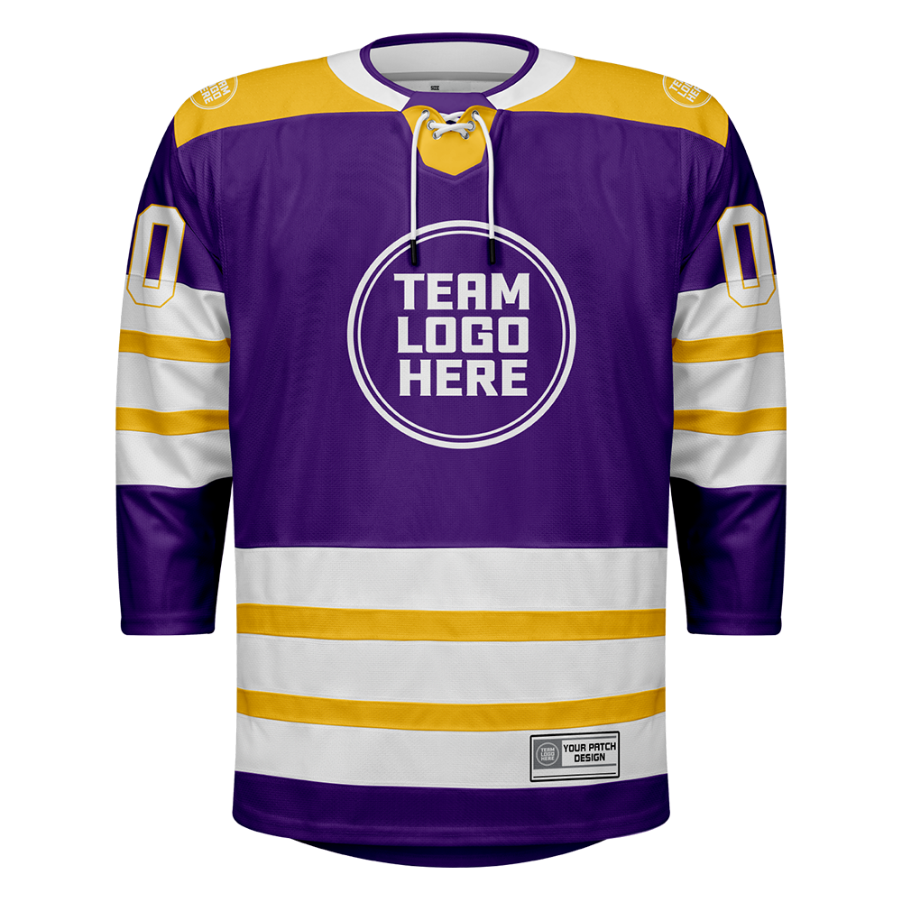 Custom Hockey Jersey Elite Pro  EP-107 PurpleGoldWhite
