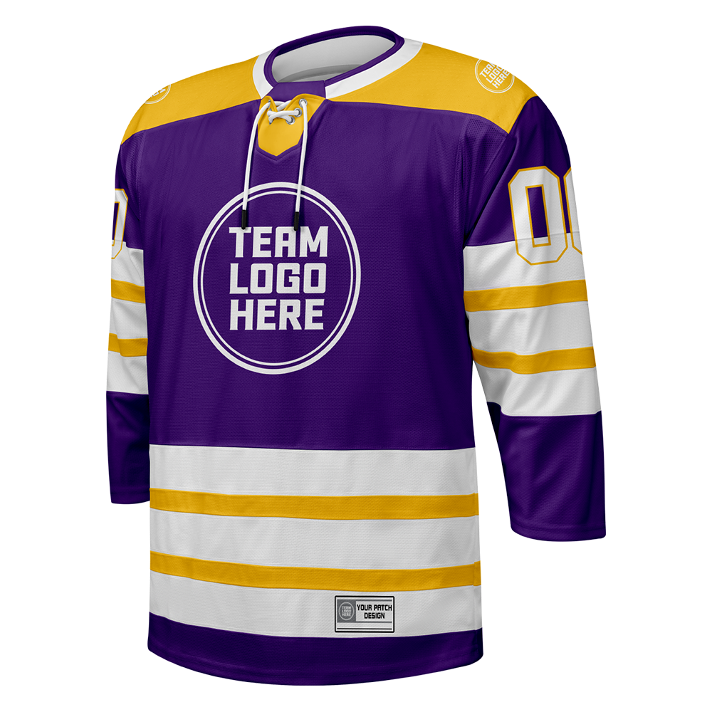 Custom Hockey Jersey Elite Pro  EP-107 PurpleGoldWhite