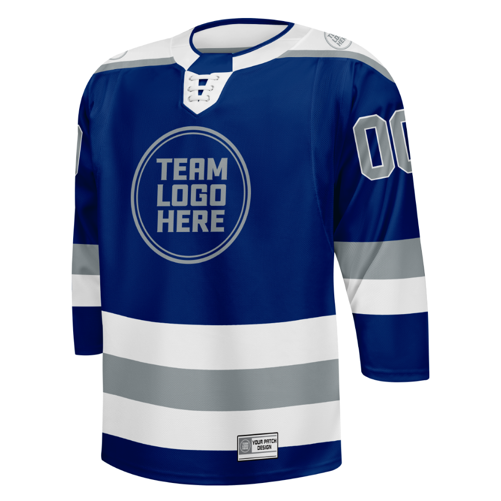 Custom Hockey Jersey Elite Pro  EP-301 BlueSilverWhite