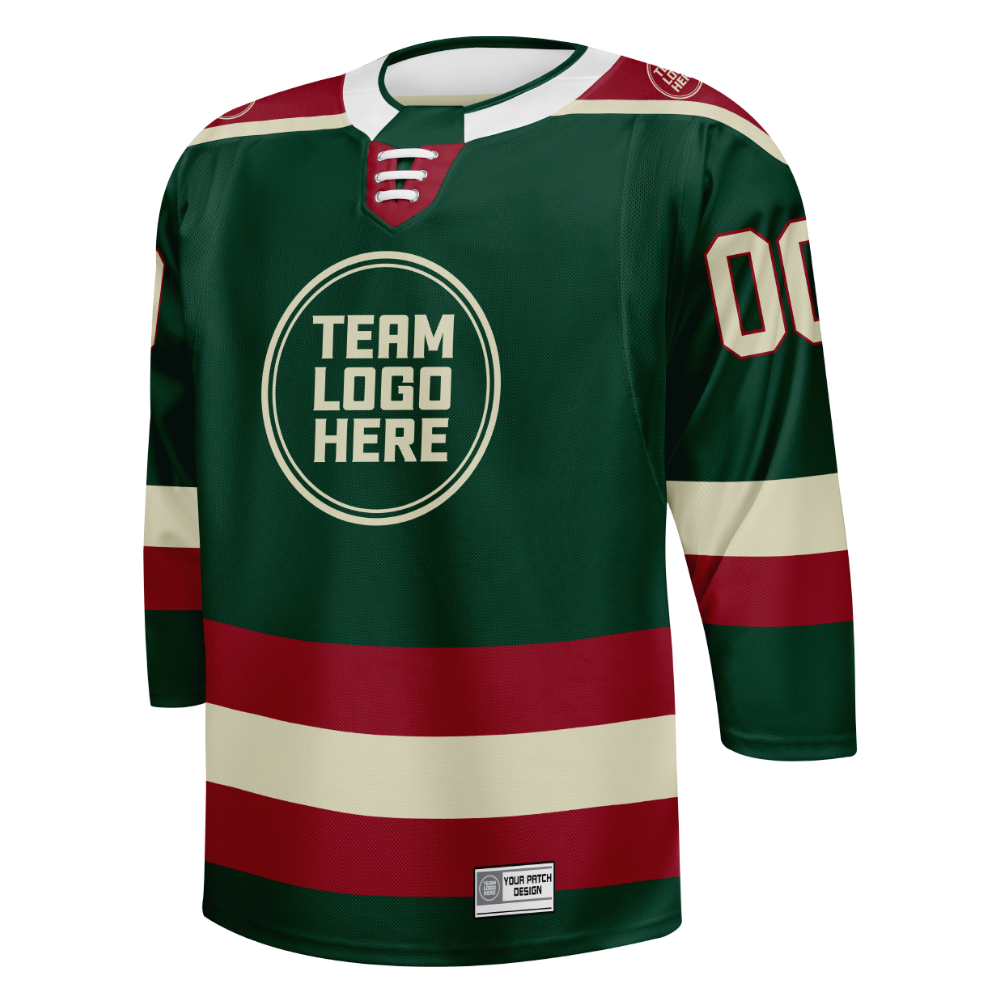 Custom Hockey Jersey Elite Pro  EP-301 GreenCreamRed