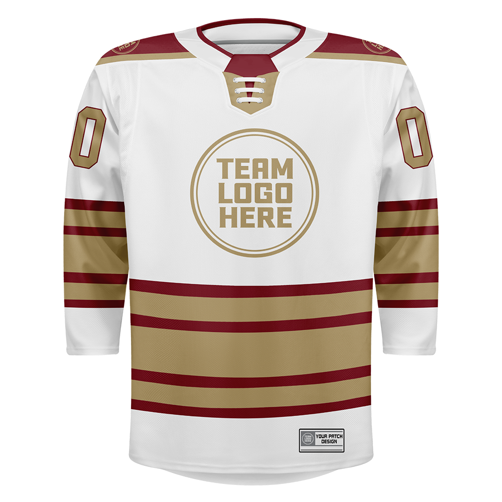 Custom Hockey Jersey Elite Pro  EP-303 WhiteCrimsonGold