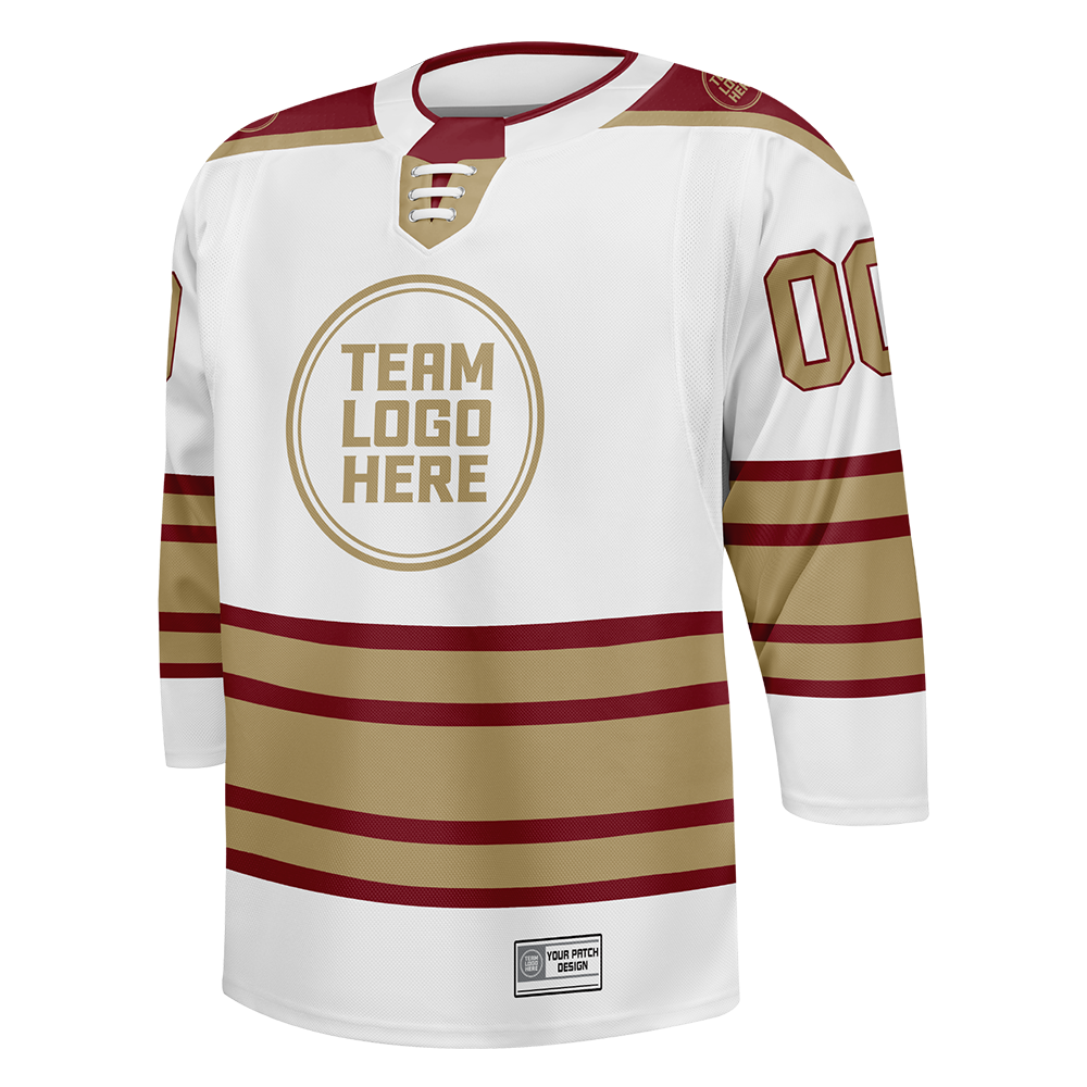 Custom Hockey Jersey Elite Pro  EP-303 WhiteCrimsonGold
