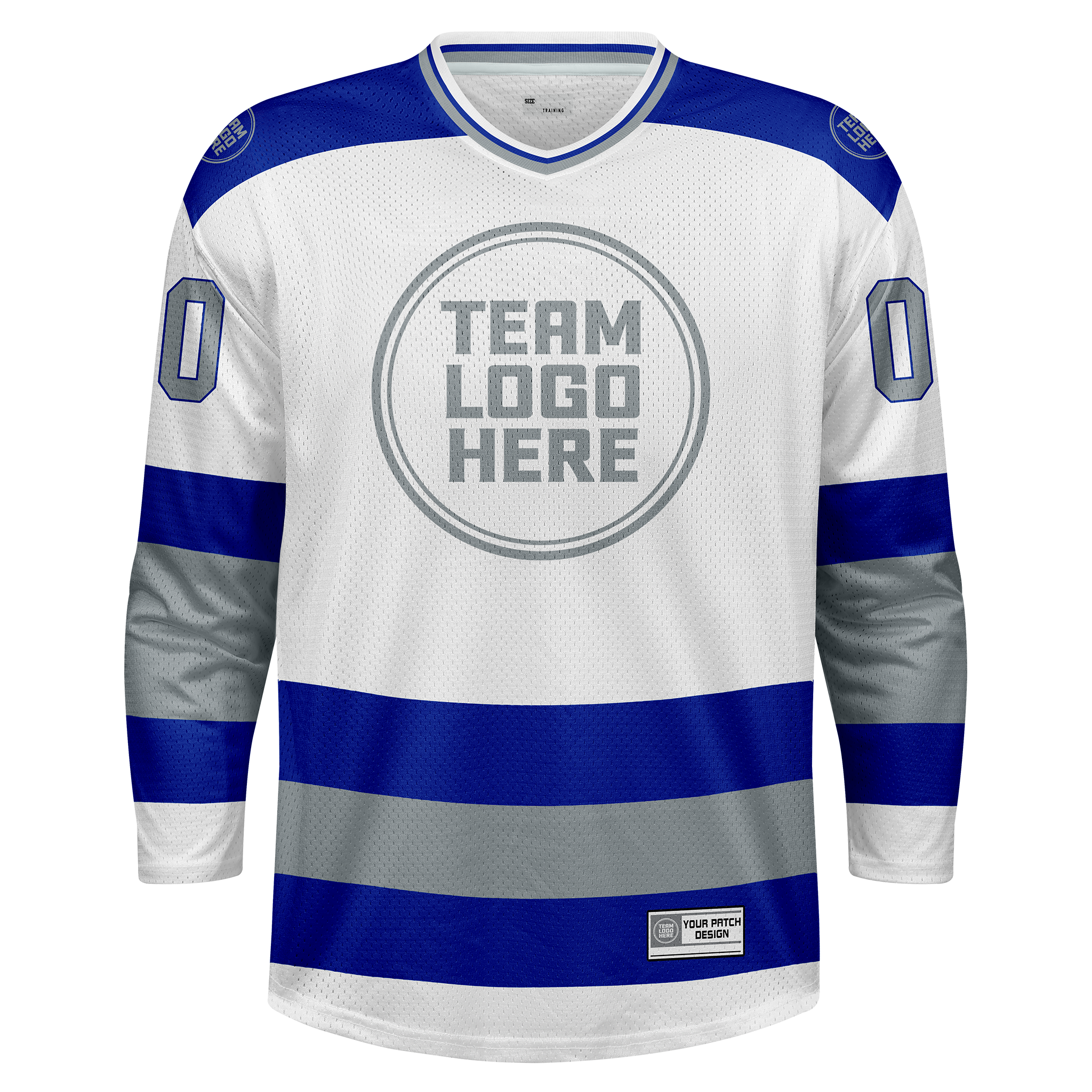 Custom Hockey Jersey Practice  PS-102 WhiteRoyalSilver