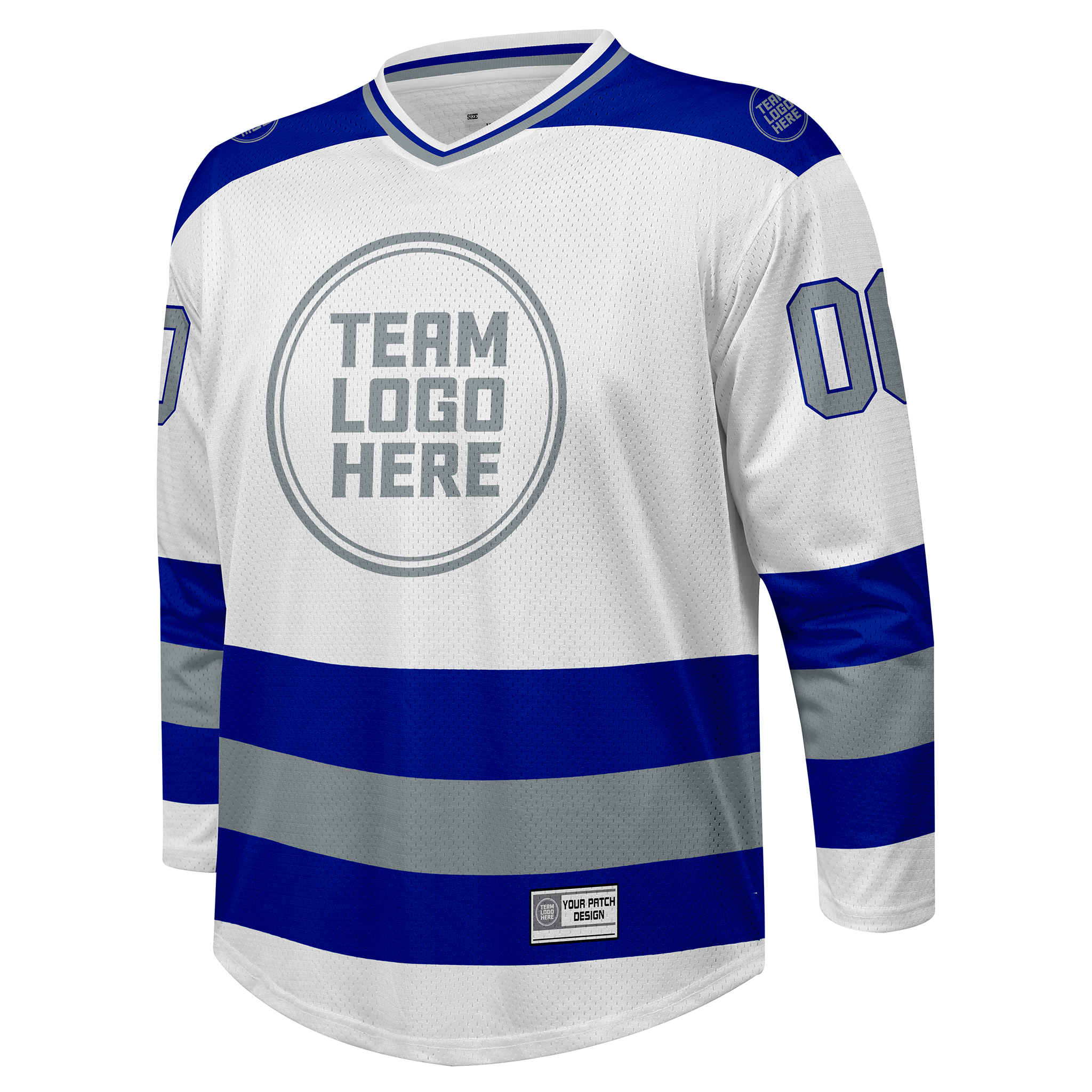 Custom Hockey Jersey Practice  PS-102 WhiteRoyalSilver