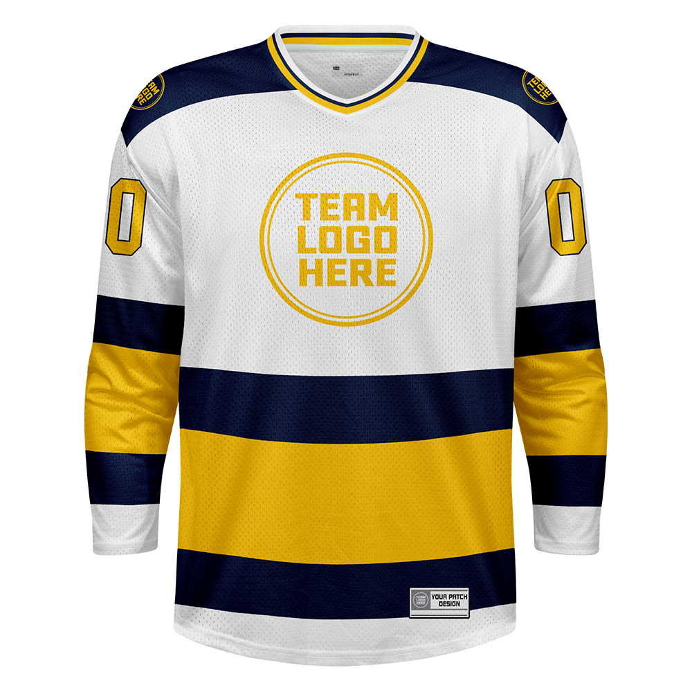 Custom Hockey Jersey Practice  PS-102 WhiteNavyGold