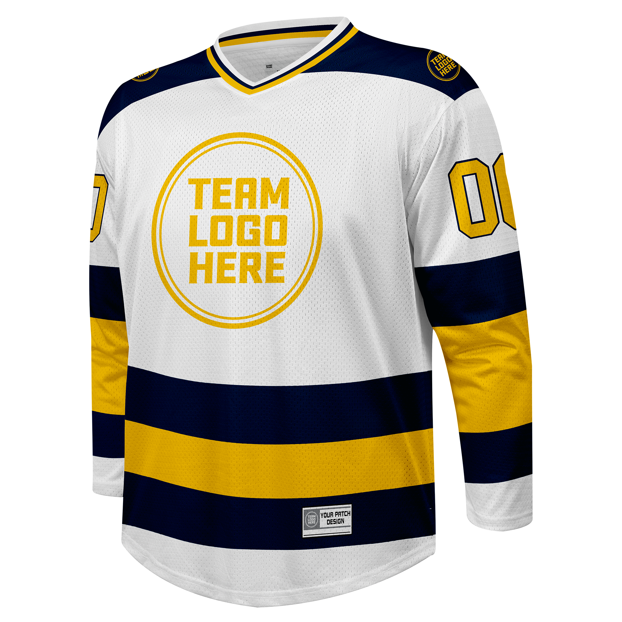 Custom Hockey Jersey Practice  PS-102 WhiteNavyGold