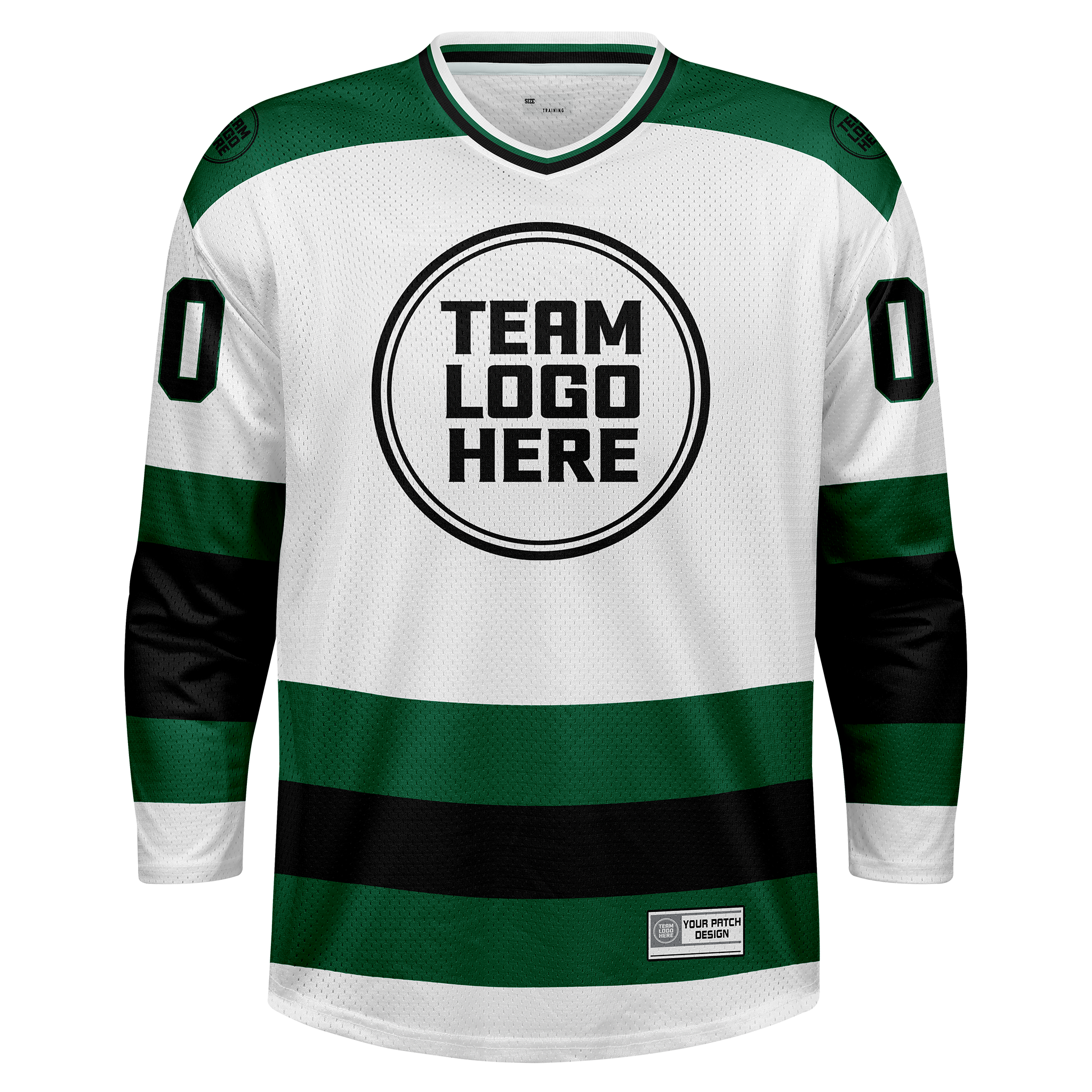 Custom Hockey Jersey Practice  PS-102 WhiteGreenBlack