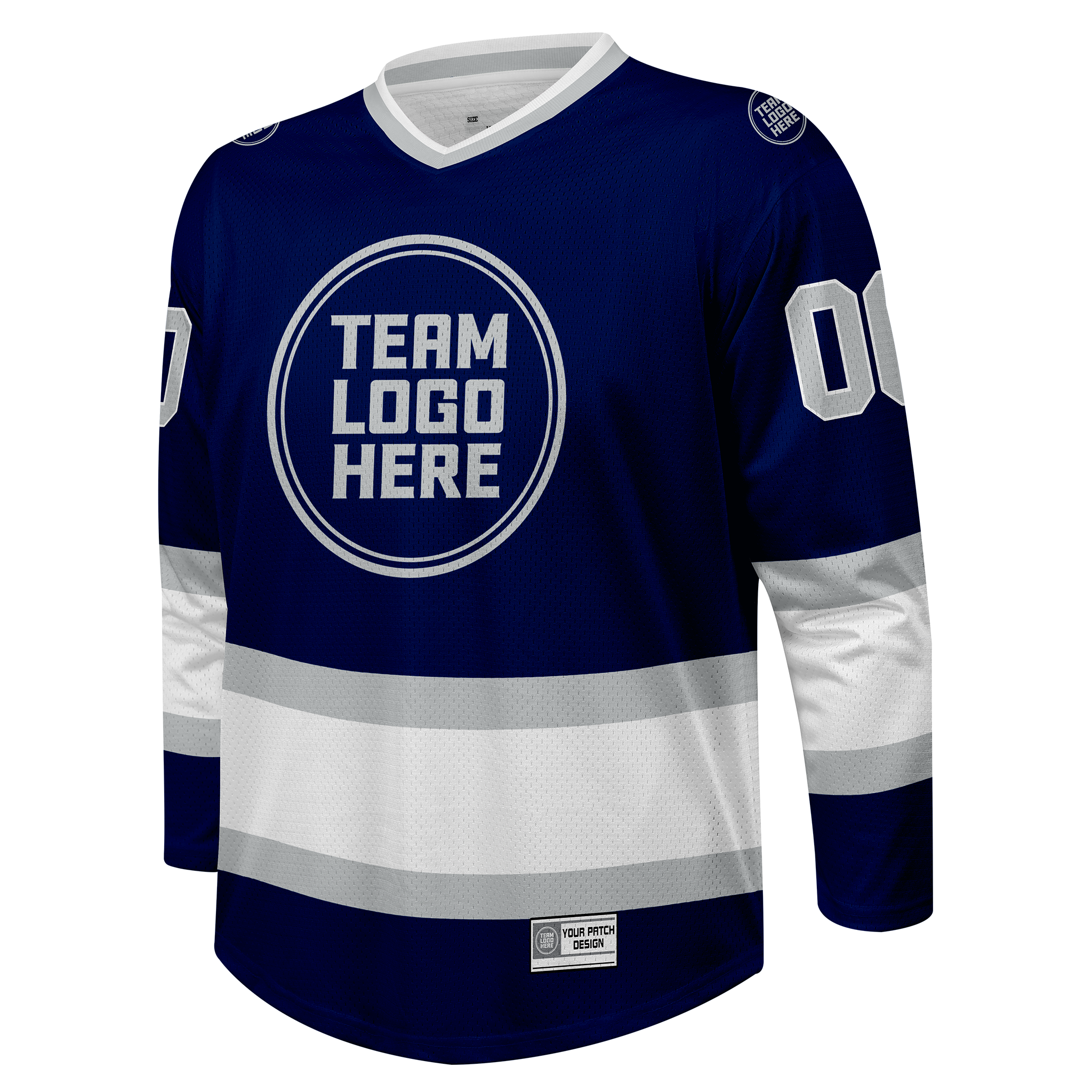 Custom Hockey Jersey Practice  PS-107 NavySilverWhite