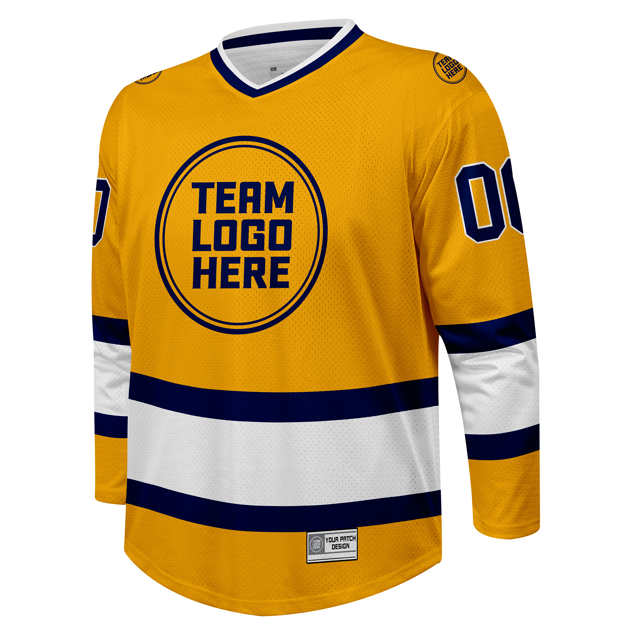 Custom Hockey Jersey Practice  PS-107 GoldNavyWhite