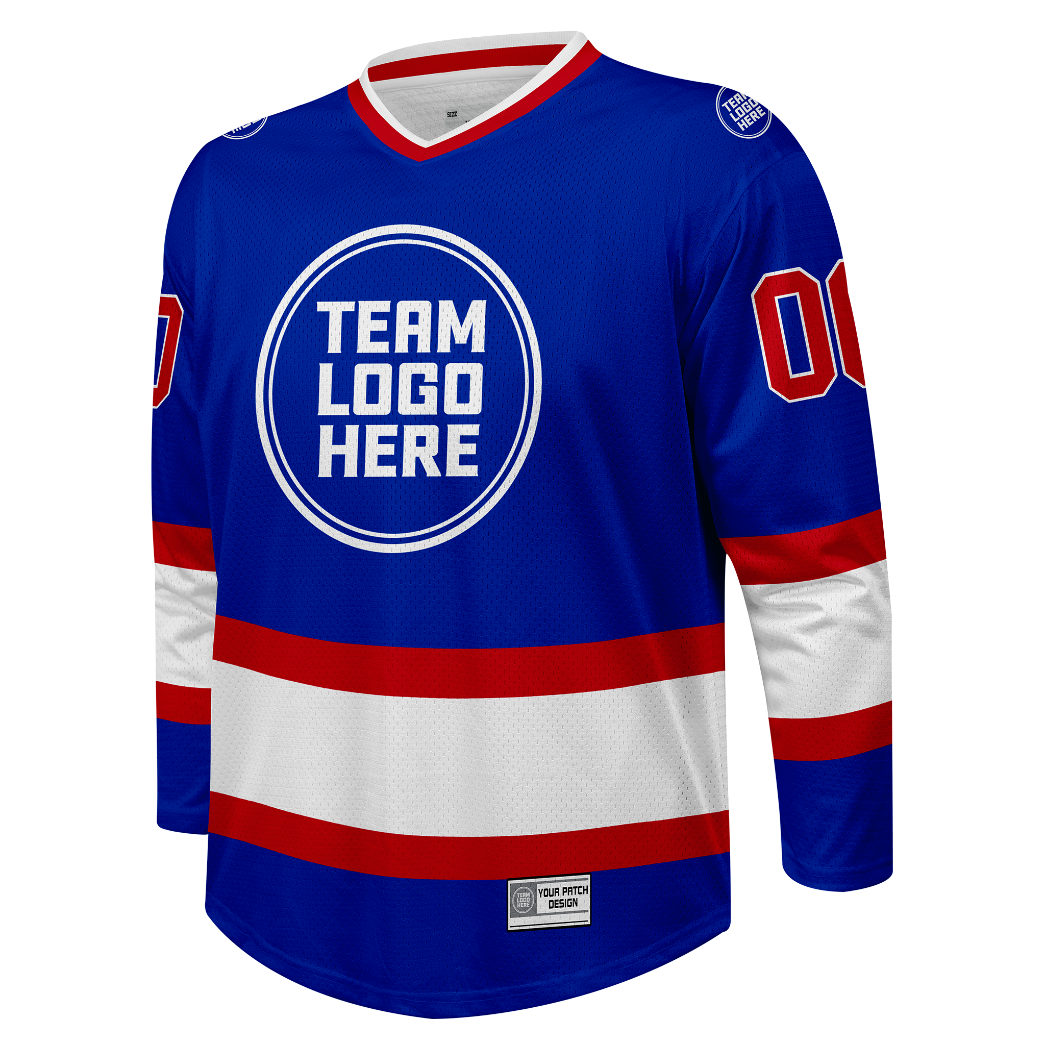 Custom Hockey Jersey Practice  PS-107 RoyalRedWhite
