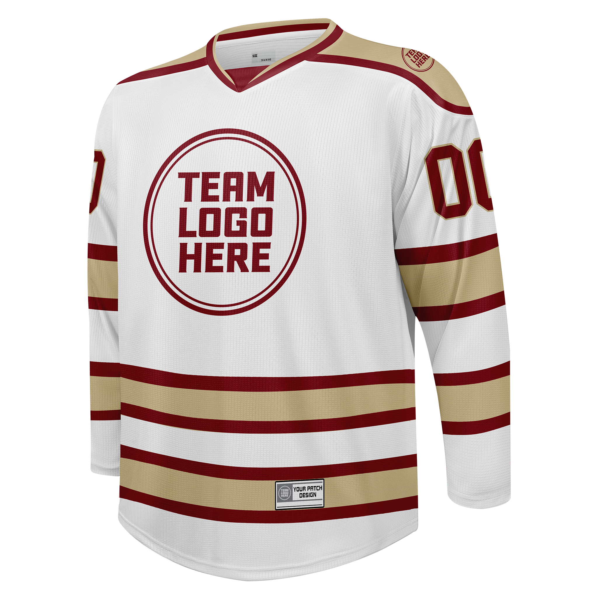 Custom Hockey Jersey Practice  PS-202 WhiteRedTan