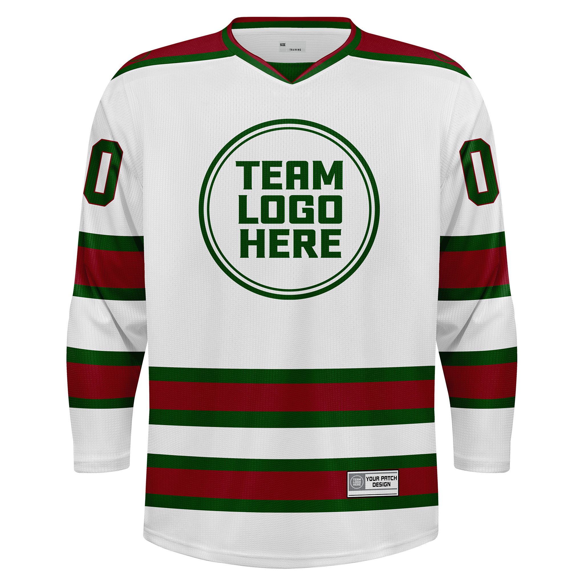 Custom Hockey Jersey Practice  PS-202 WhiteGreenRed