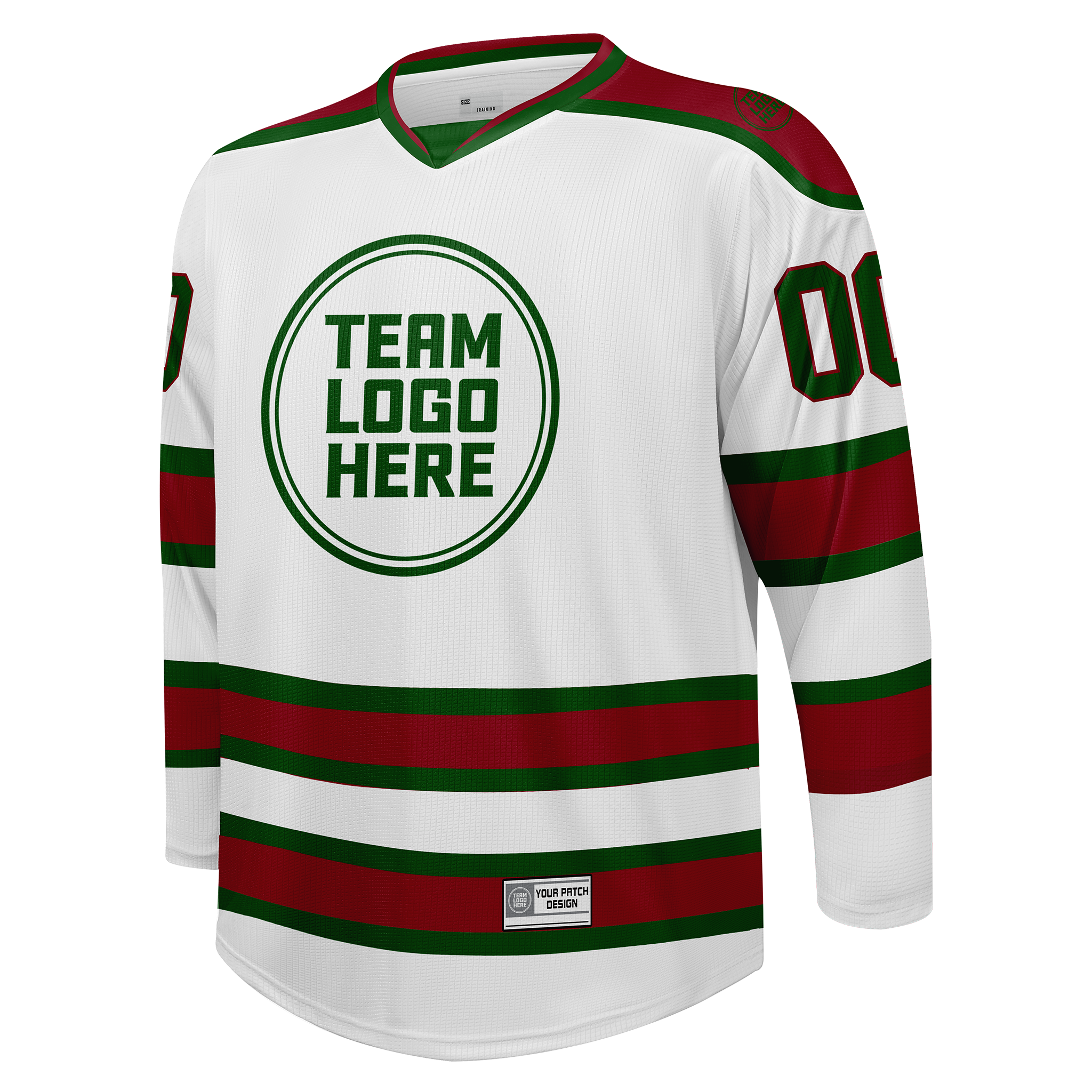 Custom Hockey Jersey Practice  PS-202 WhiteGreenRed