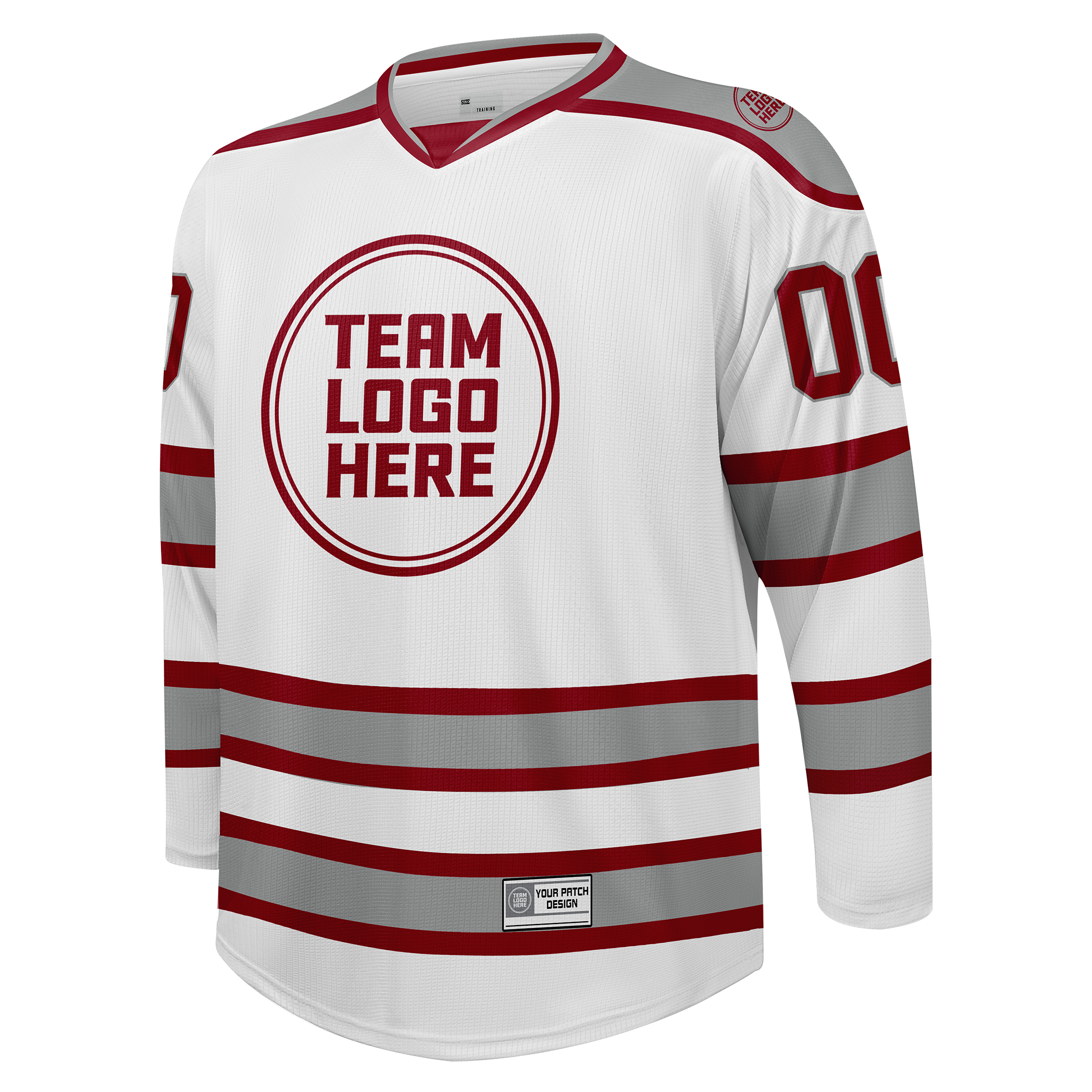 Custom Hockey Jersey Practice  PS-202 WhiteRedSilver