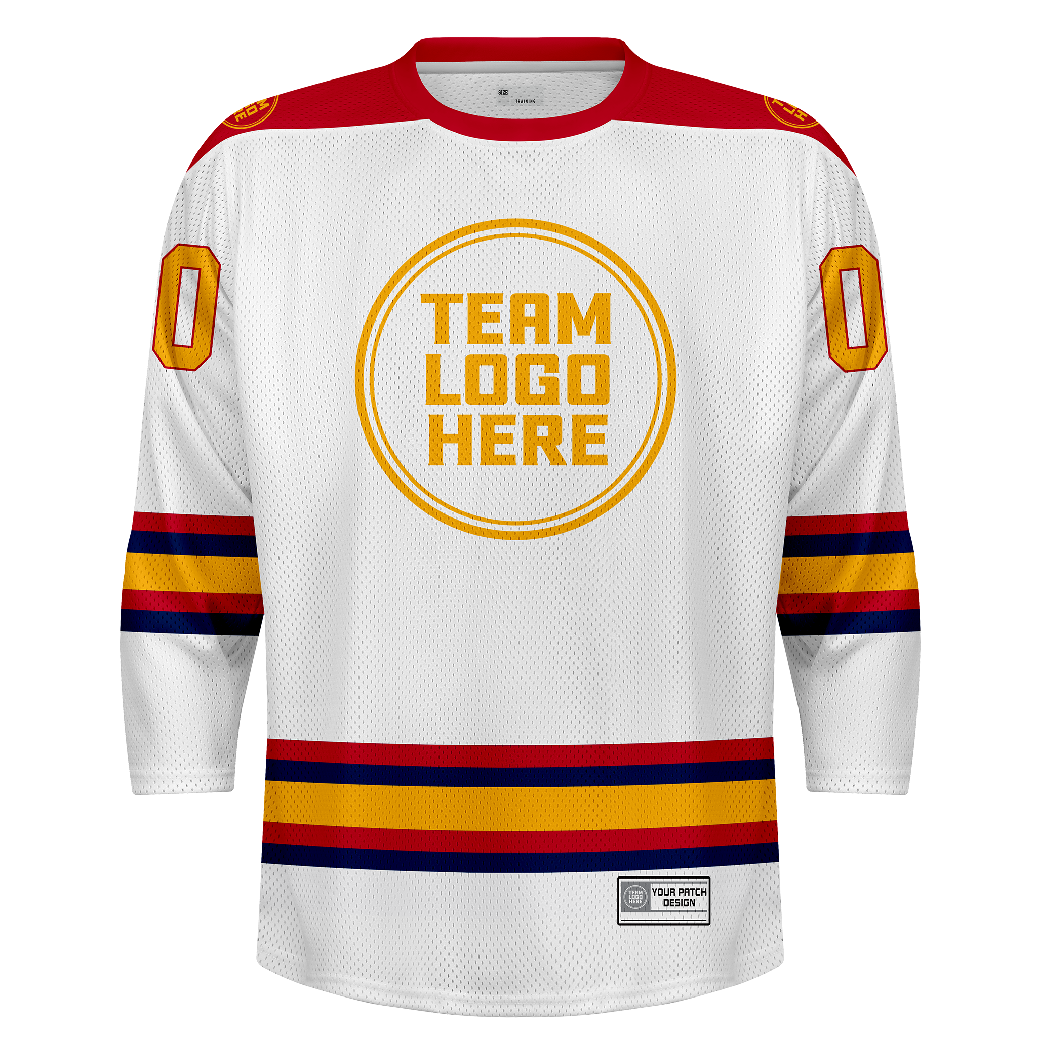 Custom Hockey Jersey Practice  PS-302 WhiteRedNavyGold