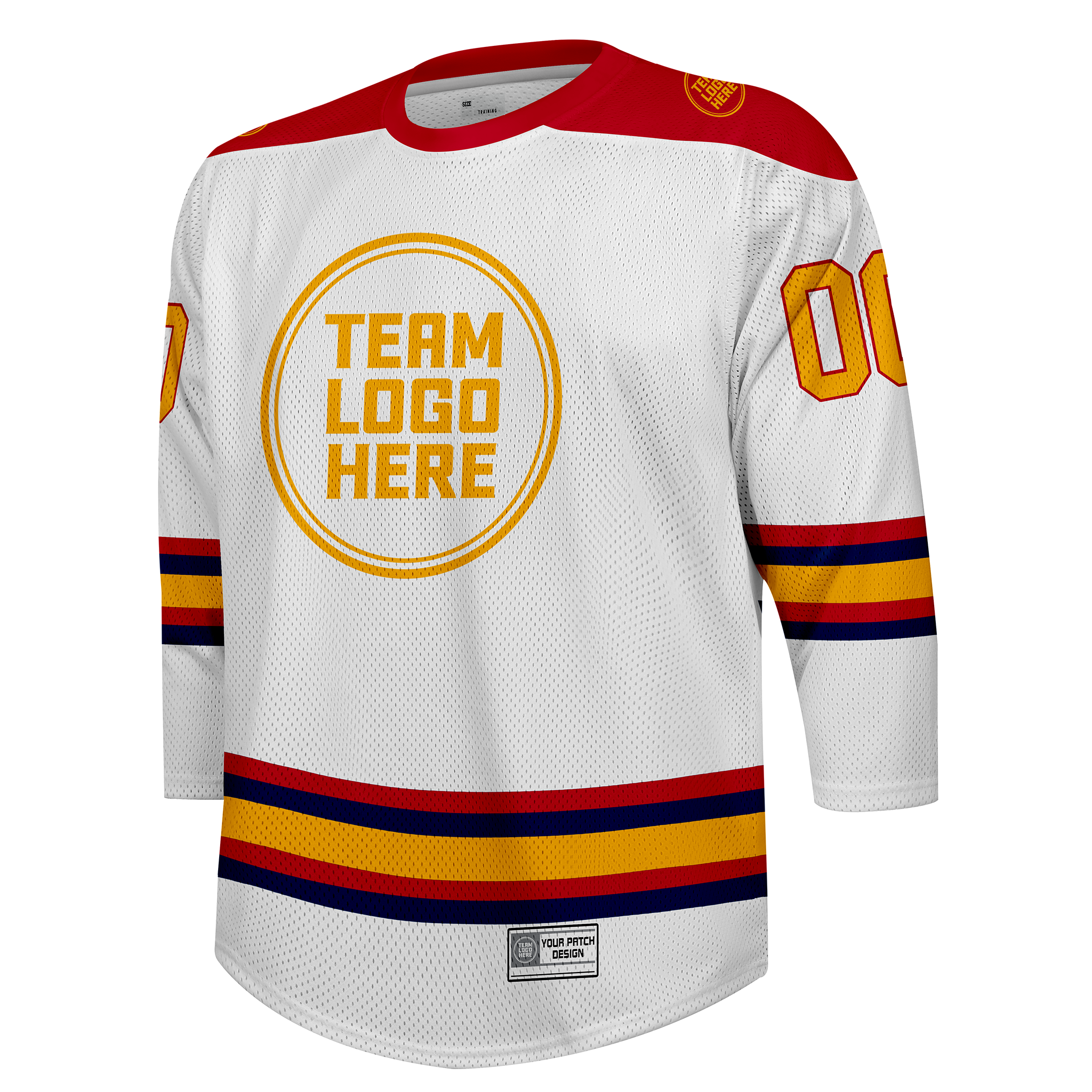 Custom Hockey Jersey Practice  PS-302 WhiteRedNavyGold