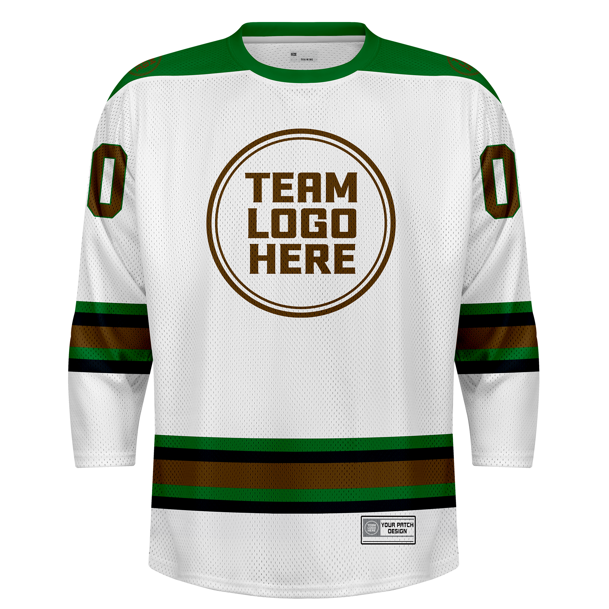 Custom Hockey Jersey Practice  PS-302 WhiteGreenBlackBrown