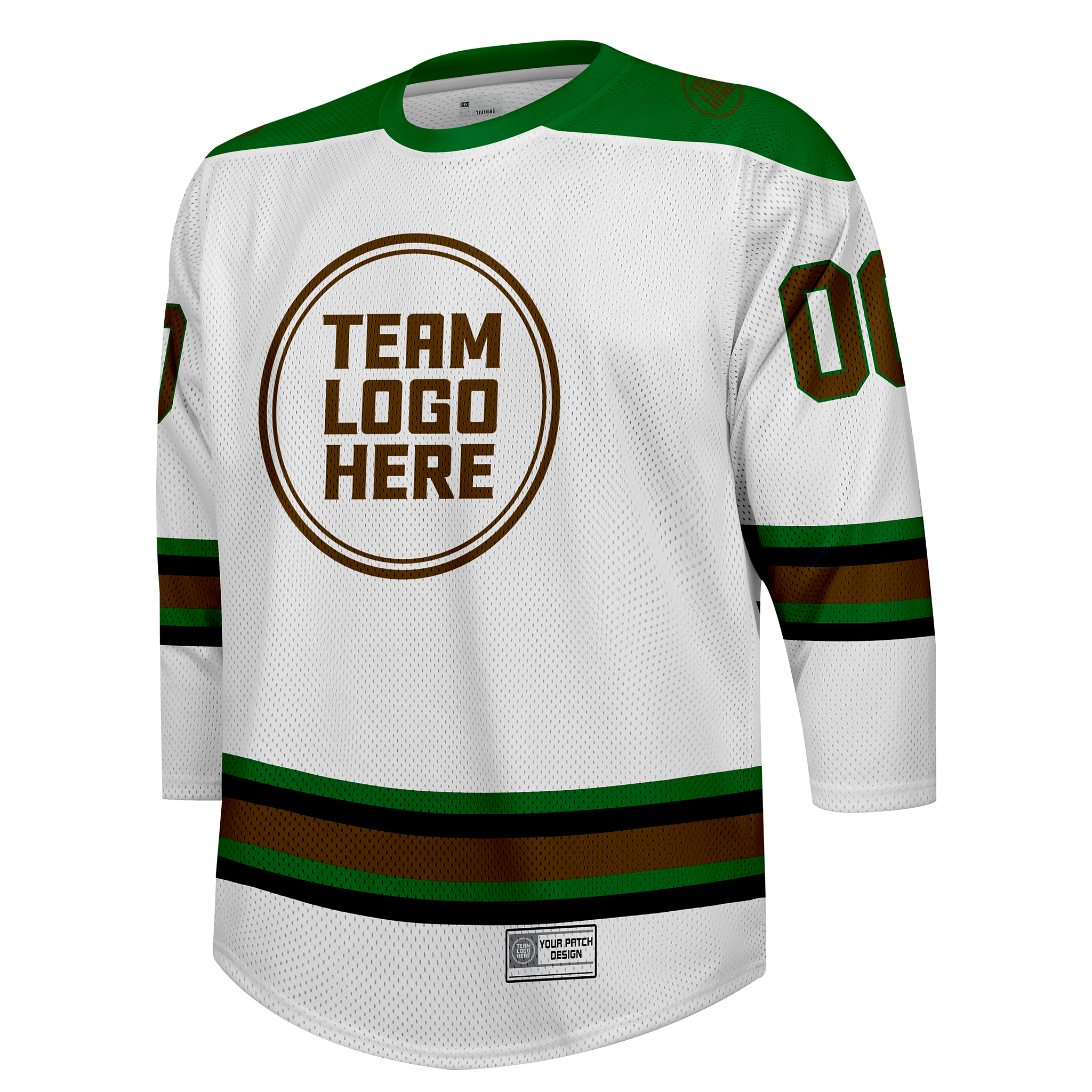 Custom Hockey Jersey Practice  PS-302 WhiteGreenBlackBrown