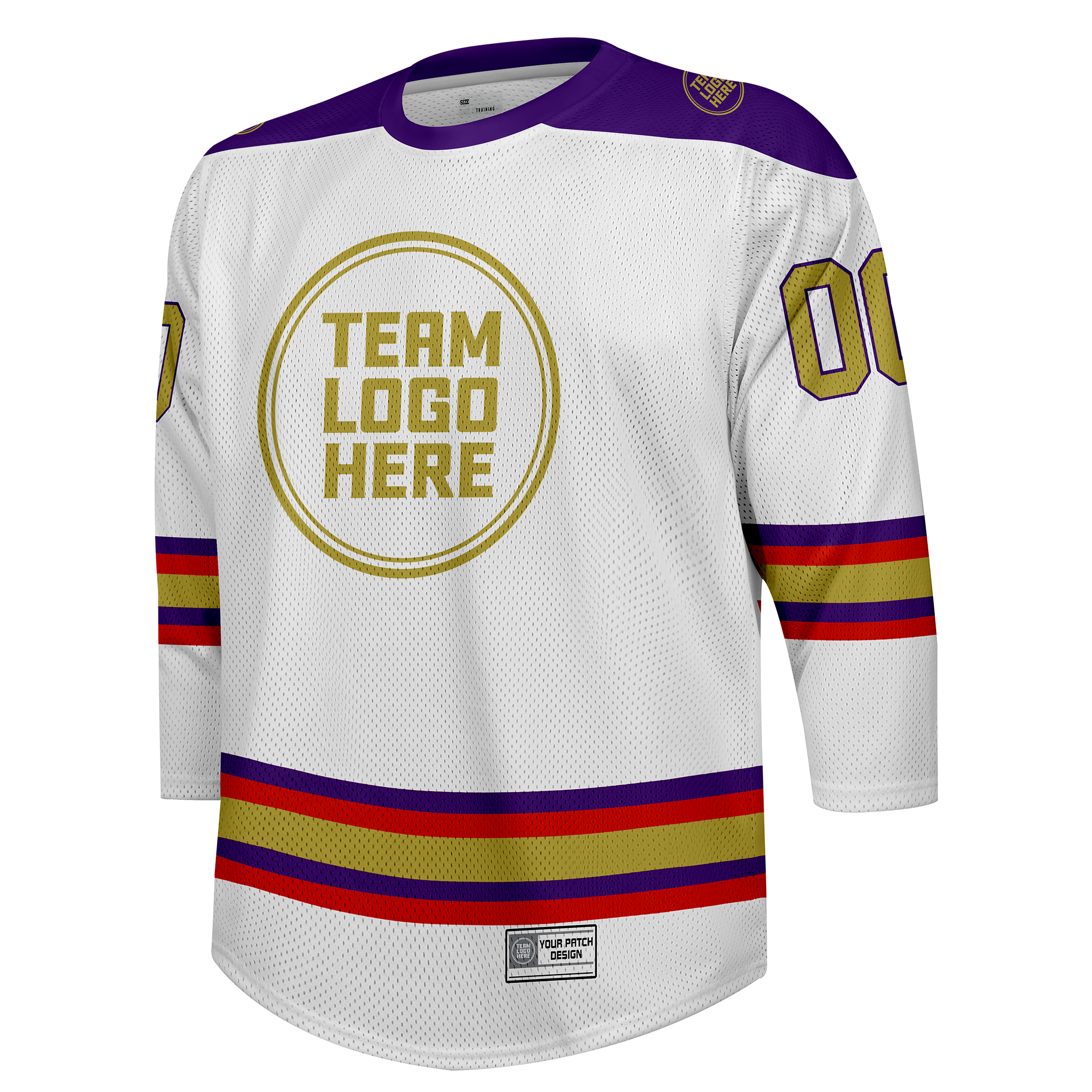Custom Hockey Jersey Practice  PS-302 WhitePurpleScarletGold