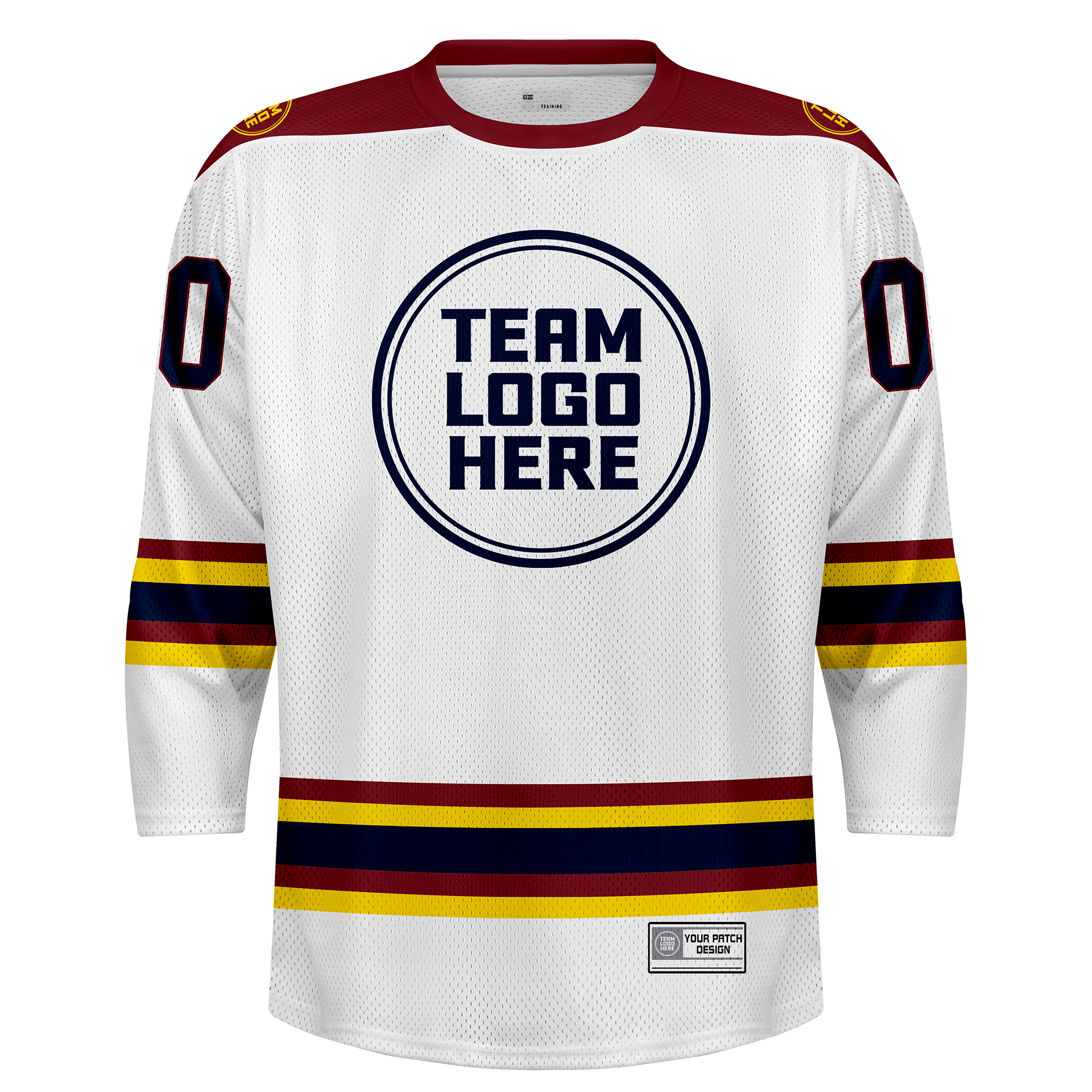 Custom Hockey Jersey Practice  PS-302 WhiteBurgundyGoldNavy