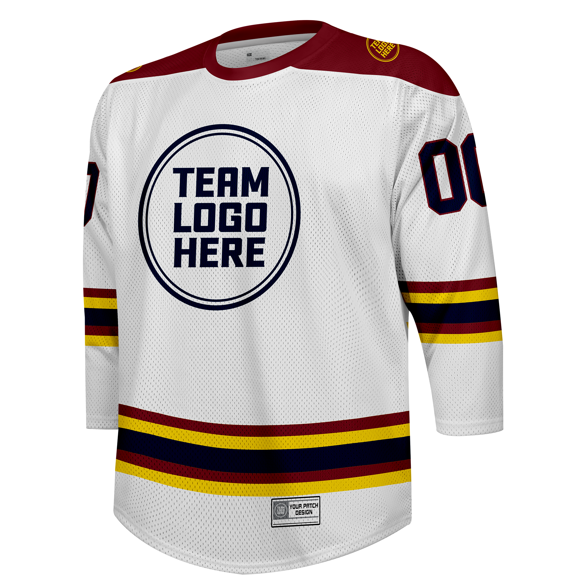 Custom Hockey Jersey Practice  PS-302 WhiteBurgundyGoldNavy