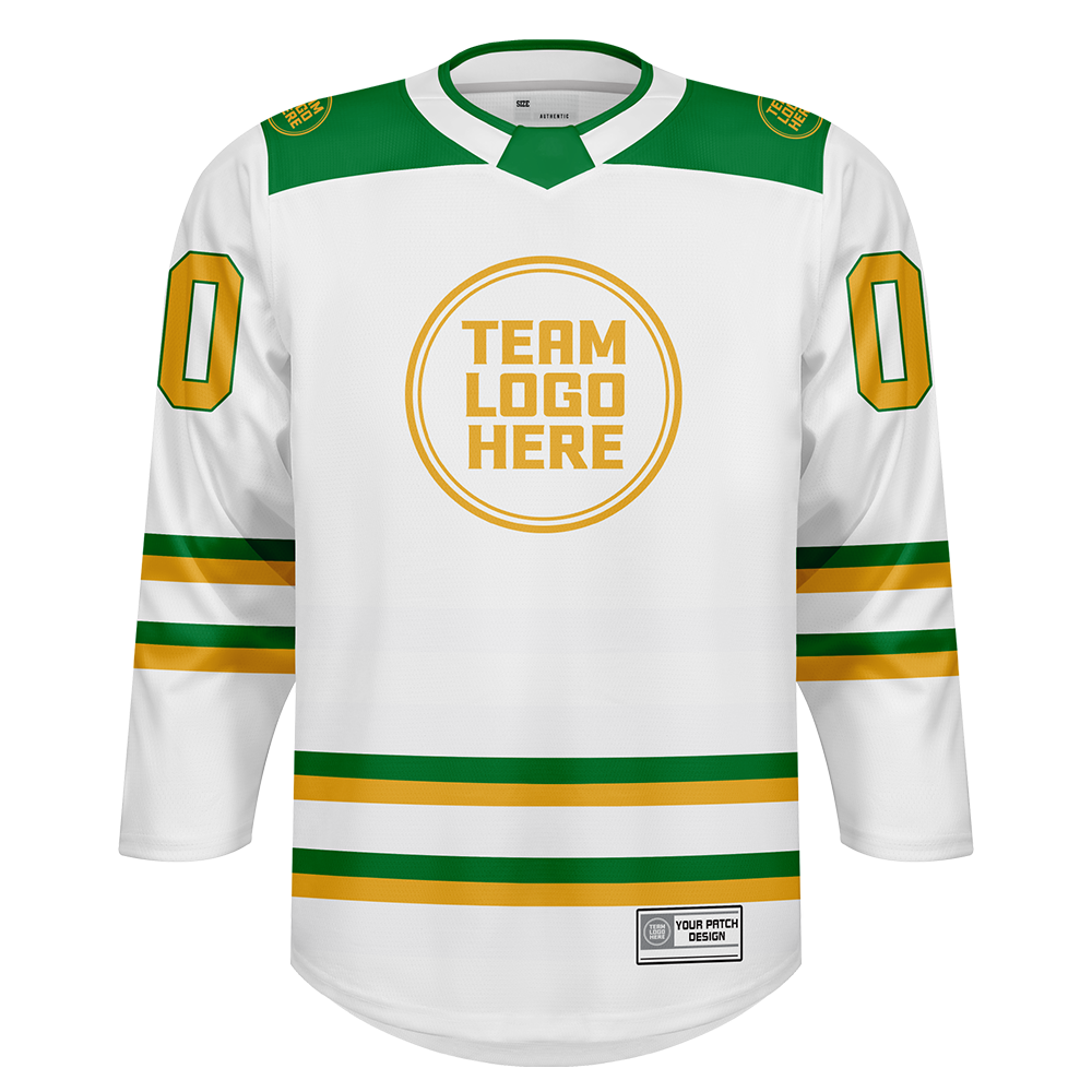 Custom Hockey Jersey Varsity Teamwear  VT-101 WhiteGreenGold