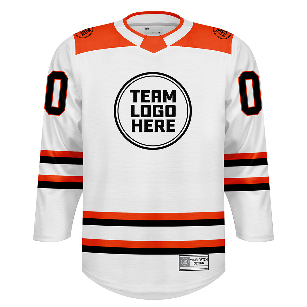 Custom Hockey Jersey Varsity Teamwear  VT-101 WhiteOrangeBlack
