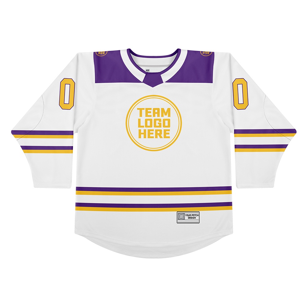 Custom Hockey Jersey Varsity Teamwear  VT-101 WhitePurpleGold