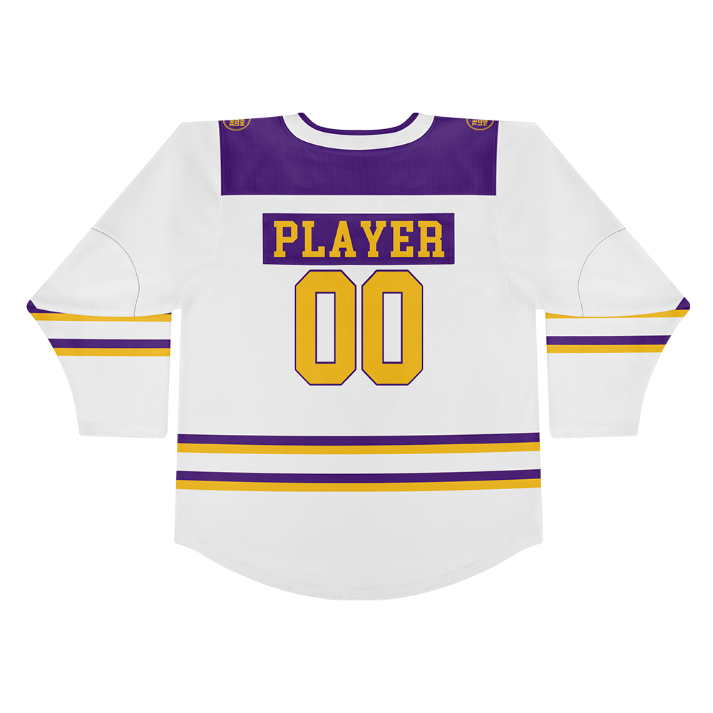 Custom Hockey Jersey Varsity Teamwear  VT-101 WhitePurpleGold