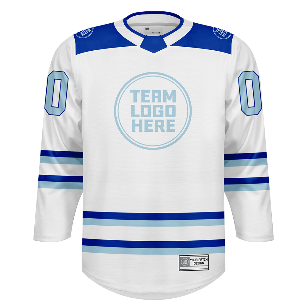 Custom Hockey Jersey Varsity Teamwear  VT-101 WhiteBlueIce