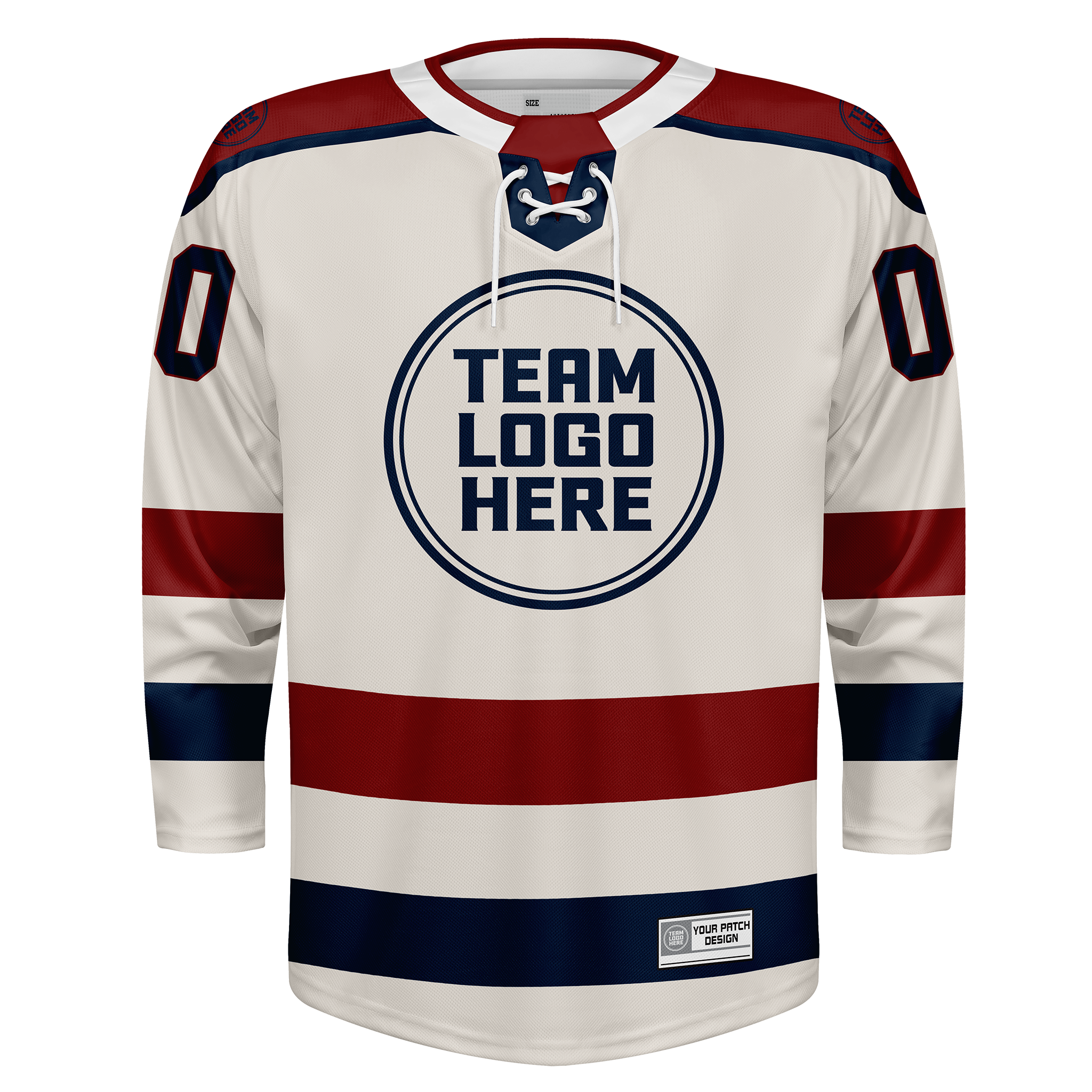 Custom Hockey Jersey Varsity Teamwear  VT-208 BeigeBurgundyNavy
