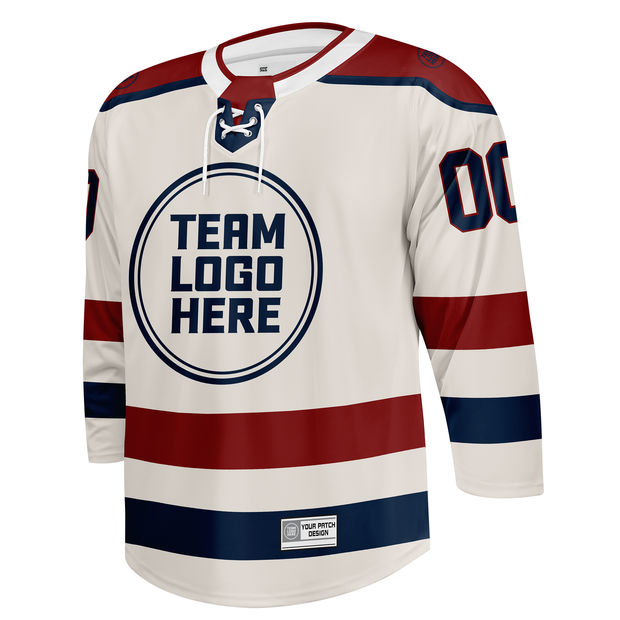 Custom Hockey Jersey Varsity Teamwear  VT-208 BeigeBurgundyNavy