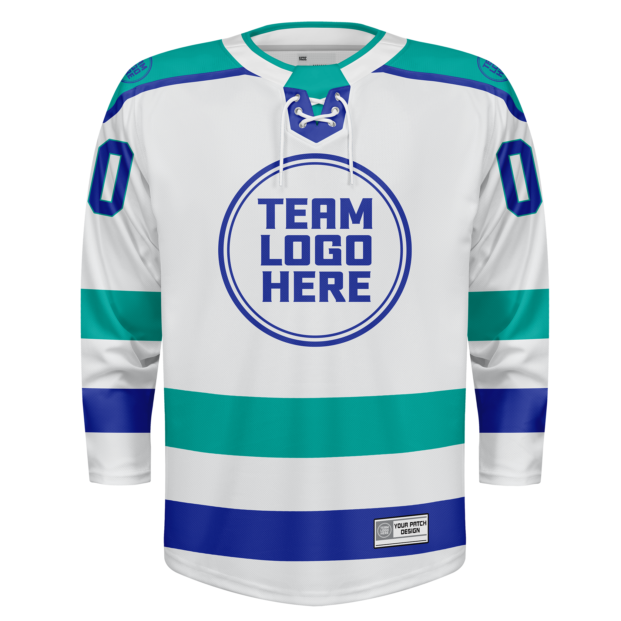 Custom Hockey Jersey Varsity Teamwear  VT-208 WhiteTealIndigo