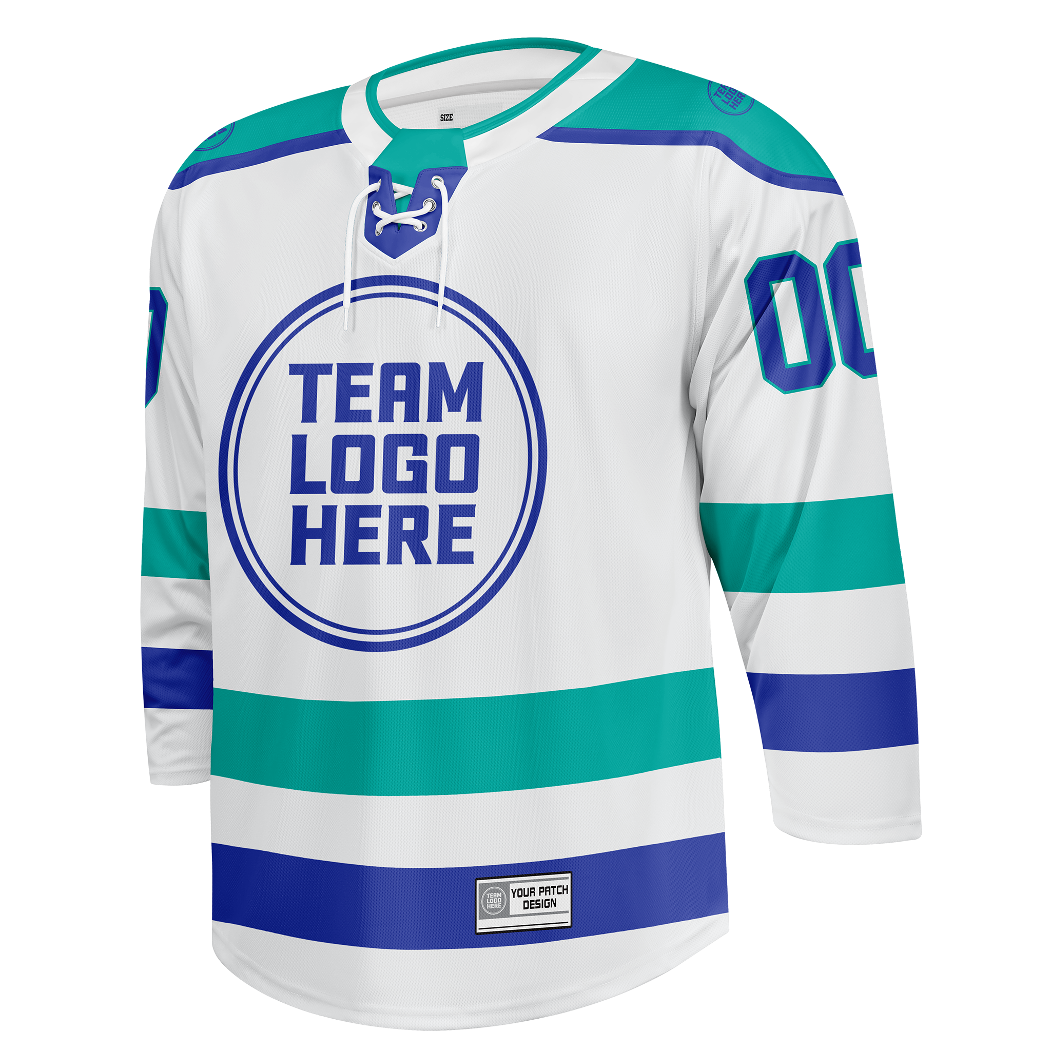 Custom Hockey Jersey Varsity Teamwear  VT-208 WhiteTealIndigo